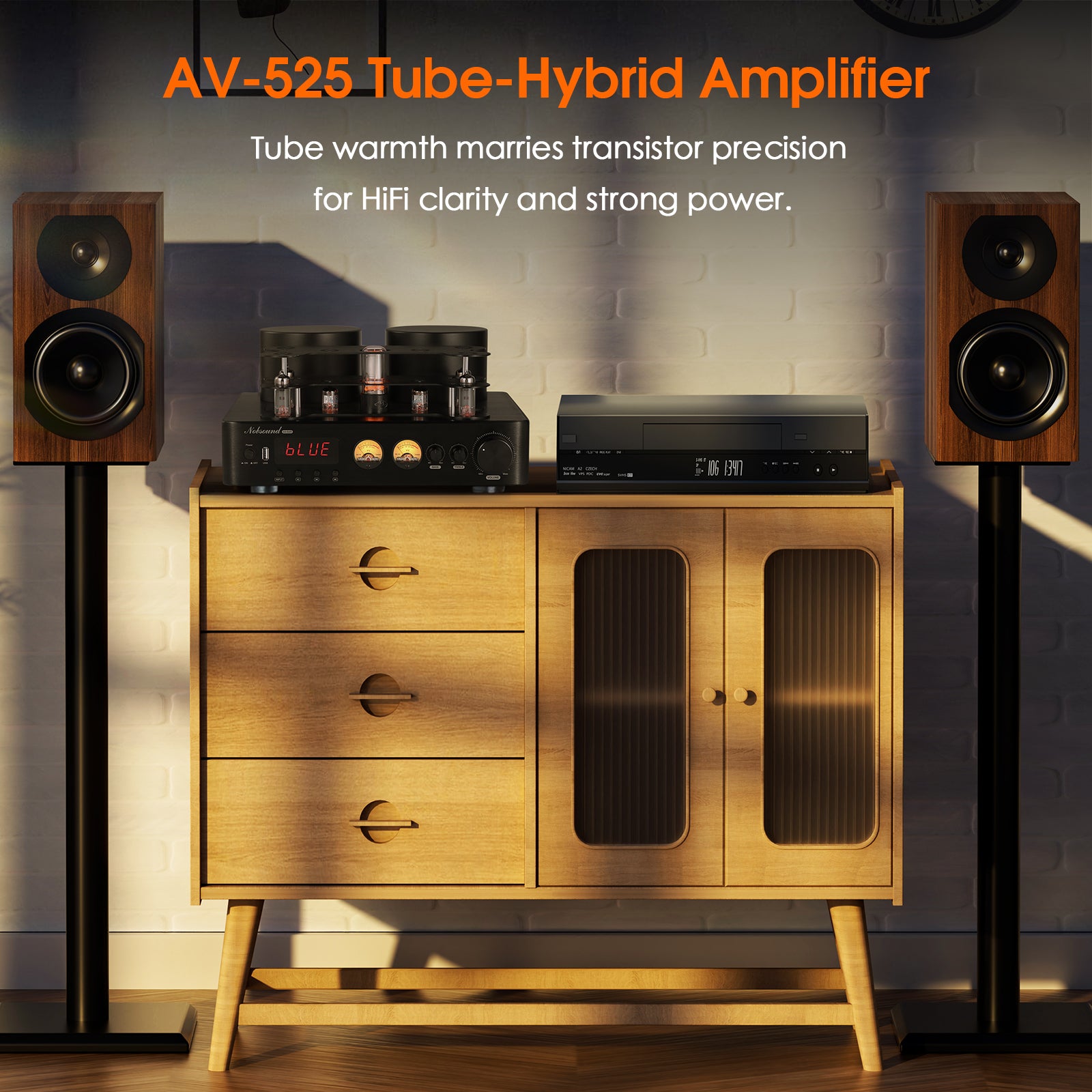 Nobsound AV-525 HiFi Bluetooth 5.0 Vacuum Tube Amplifier Coaxial / Optical Integrated Audio Amp