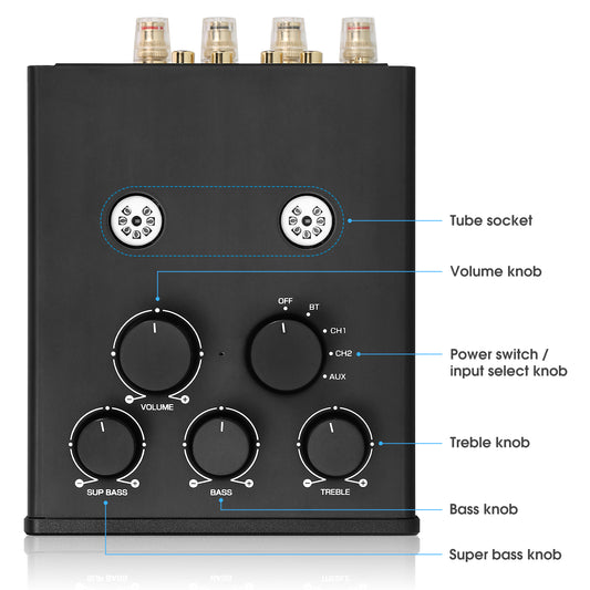 Douk Audio T6PRO HIFI TPA3255 Bluetooth Tube Amplifier with VU Meter 300Watts x2