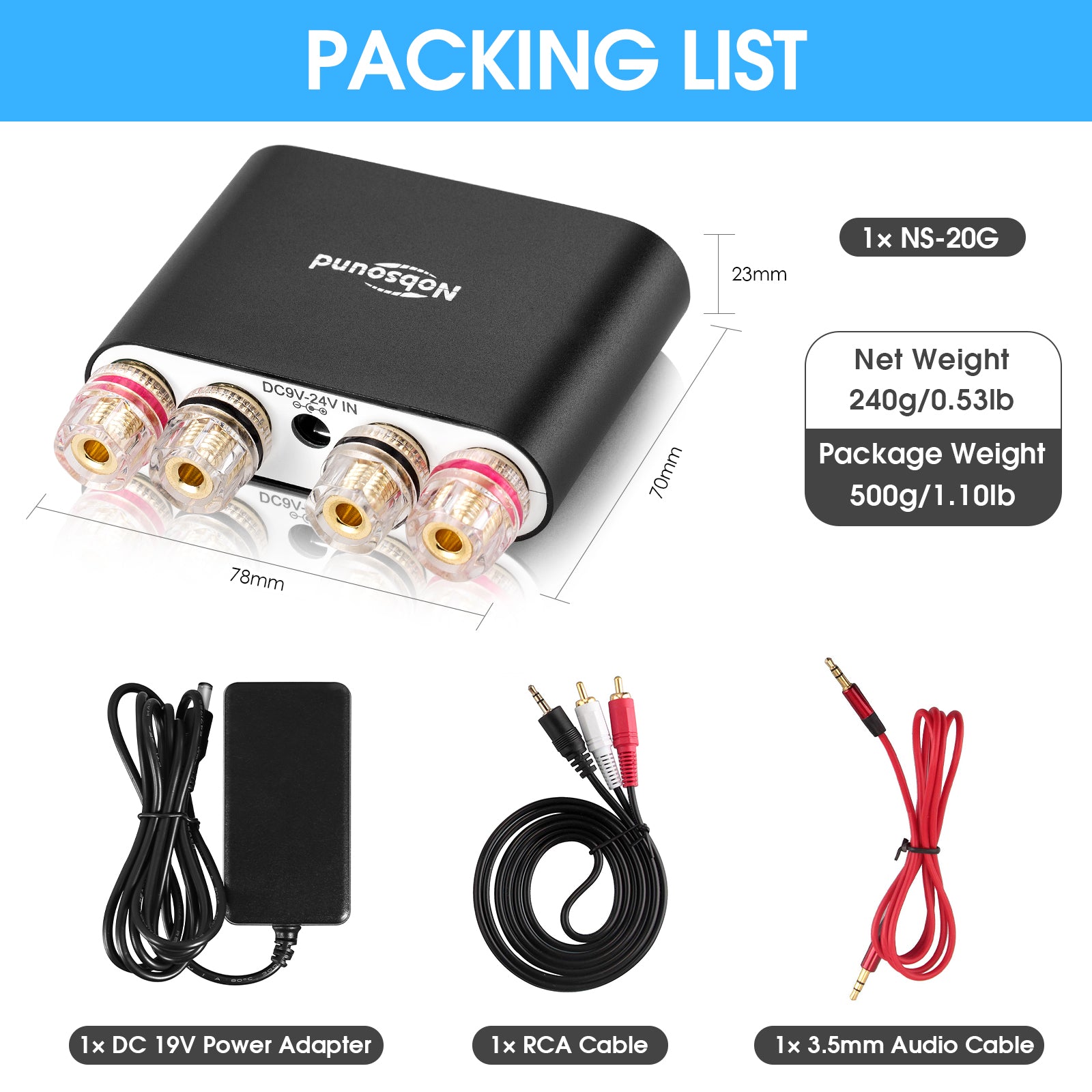 Nobsound NS-10G PRO Mini Bluetooth 5.0 Digitalverstärker DSP HiFi Stereo Audio Power Amp