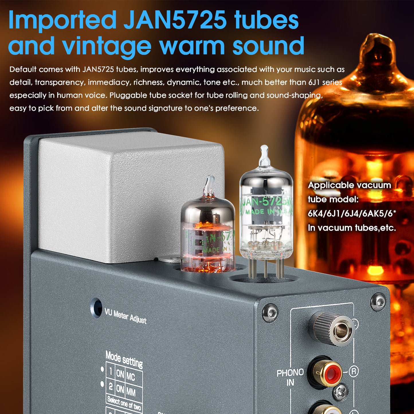 Douk Audio T4 PLUS HiFi Vaccum Tube Phono Preamp for Turntable Stereo Preamp Headphone Amp w/VU Meter