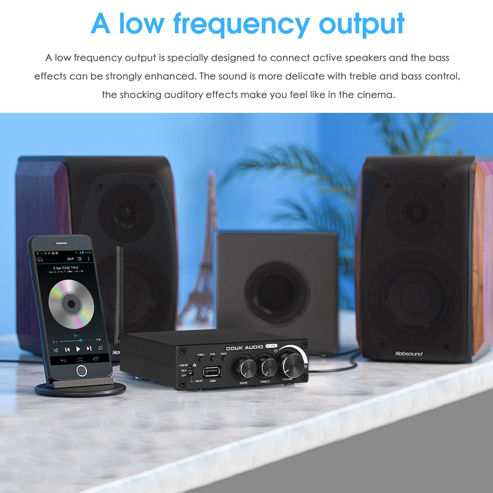 Douk Audio M1 PRO HiFi Bluetooth 5.0 Digitalverstärker Desktop-Stereo-Verstärker USB-Player 160 W×2