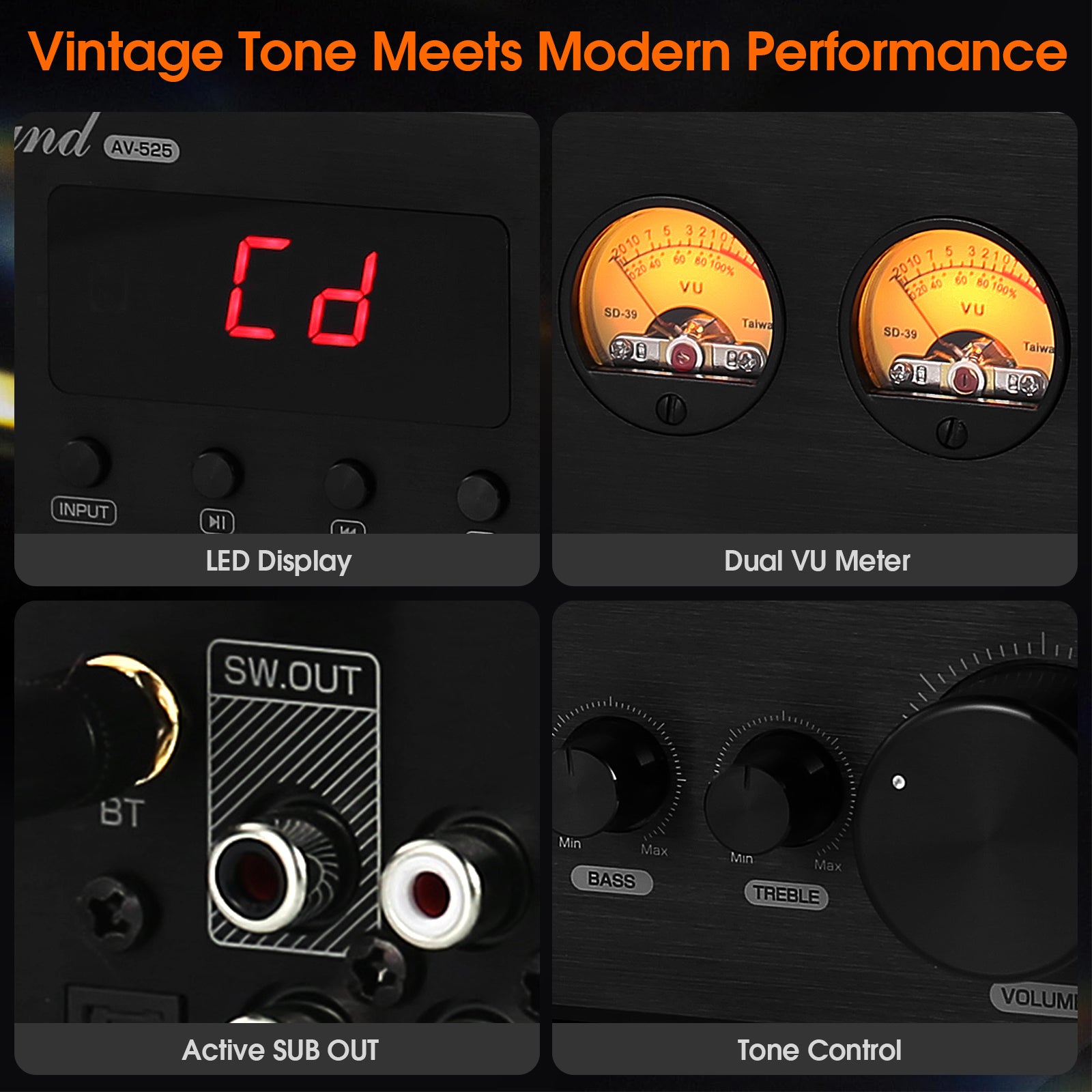 Nobsound AV-525 HiFi Bluetooth 5.0 Vacuum Tube Amplifier Coaxial / Optical Integrated Audio Amp