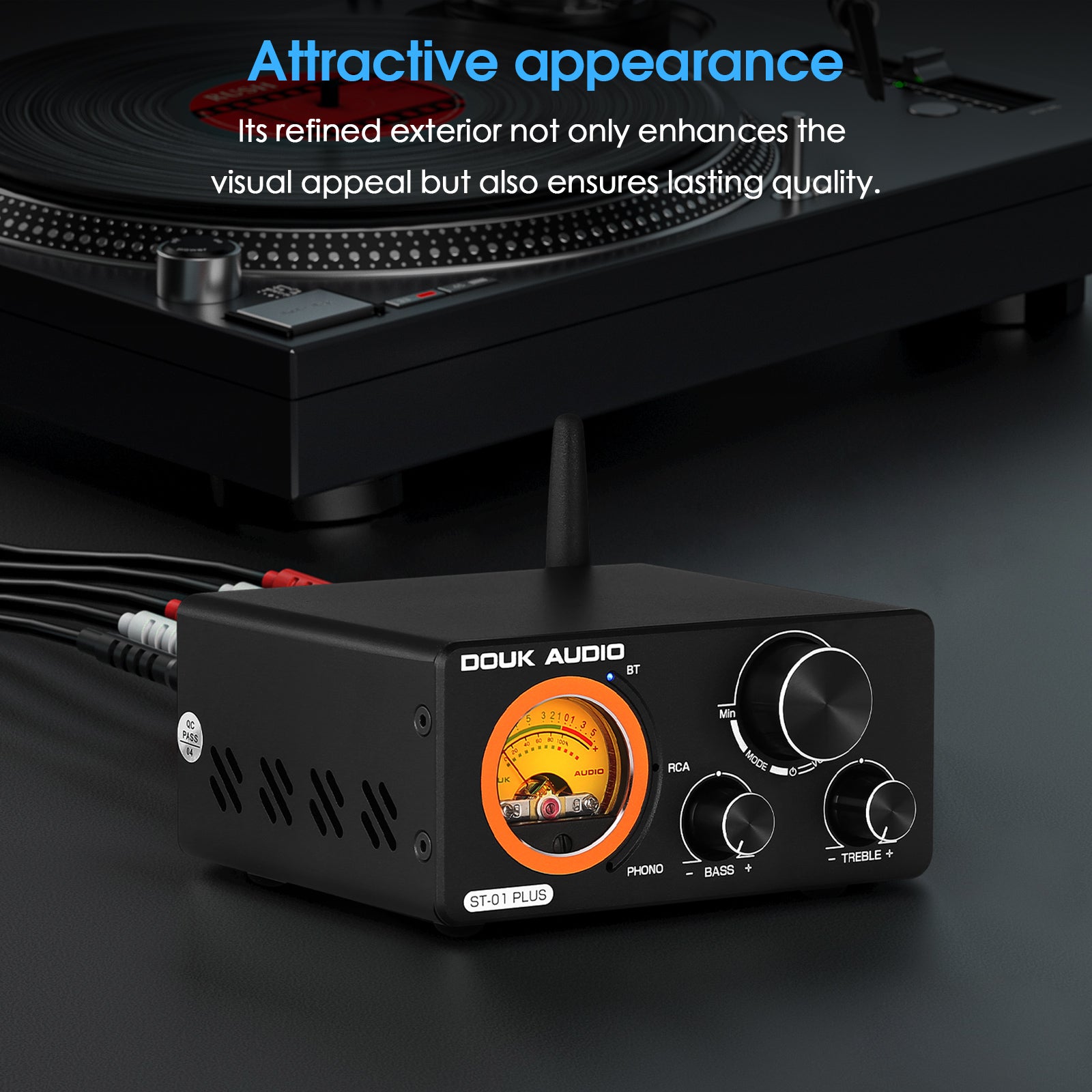 Douk Audio ST-01 PLUS HiFi Bluetooth TPA3255 Digital Amplifier VU Meter Turntable Audio Stereo Amp