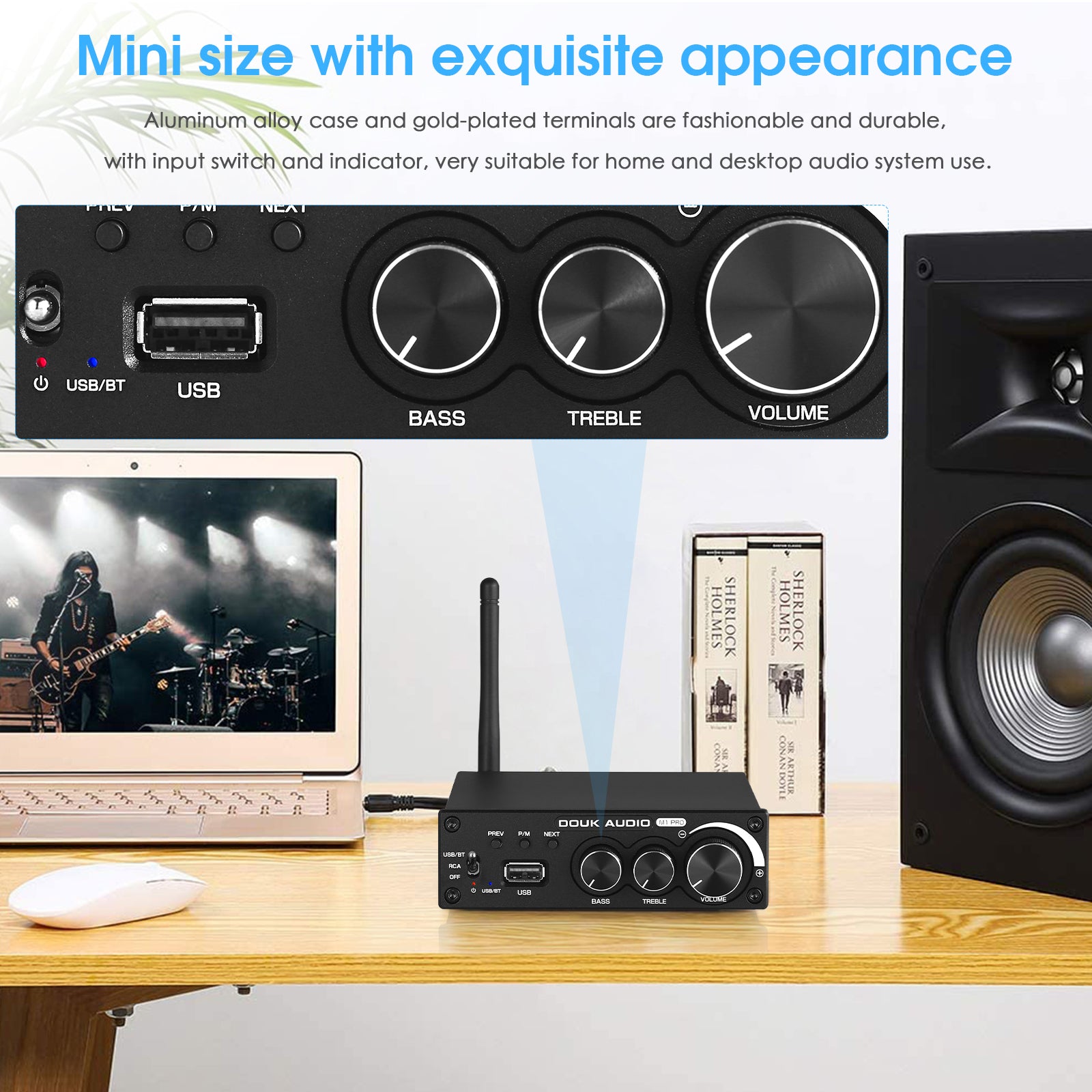Douk Audio M1 PRO HiFi Bluetooth 5.0 Digitalverstärker Desktop-Stereo-Verstärker USB-Player 160 W×2