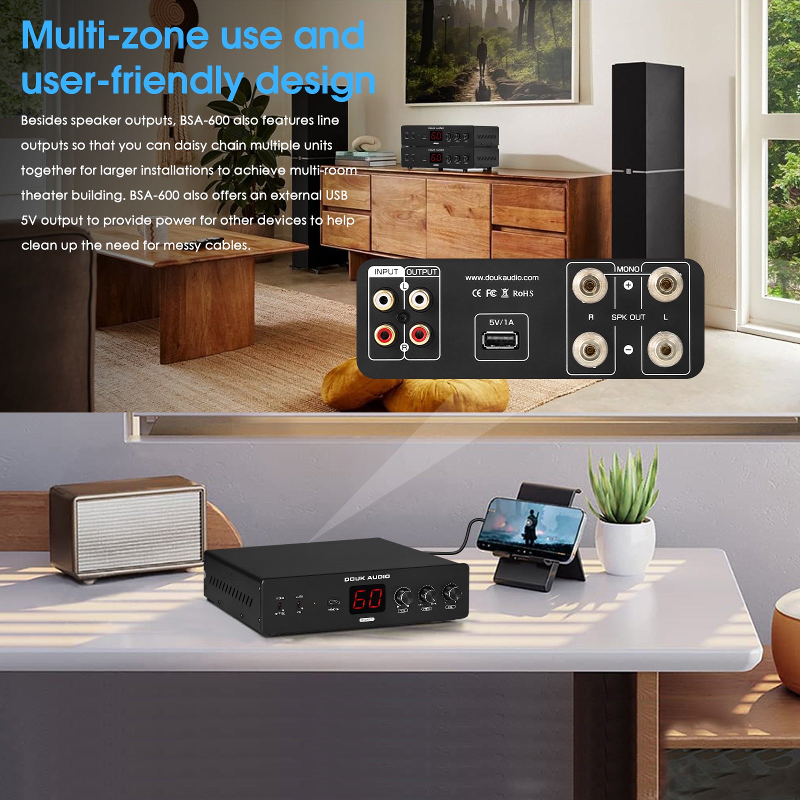 Douk Audio BSA-600 230 W Bridge Stereo/Mono Bass Shaker Verstärker Subwoofer Power Amp für Transducer