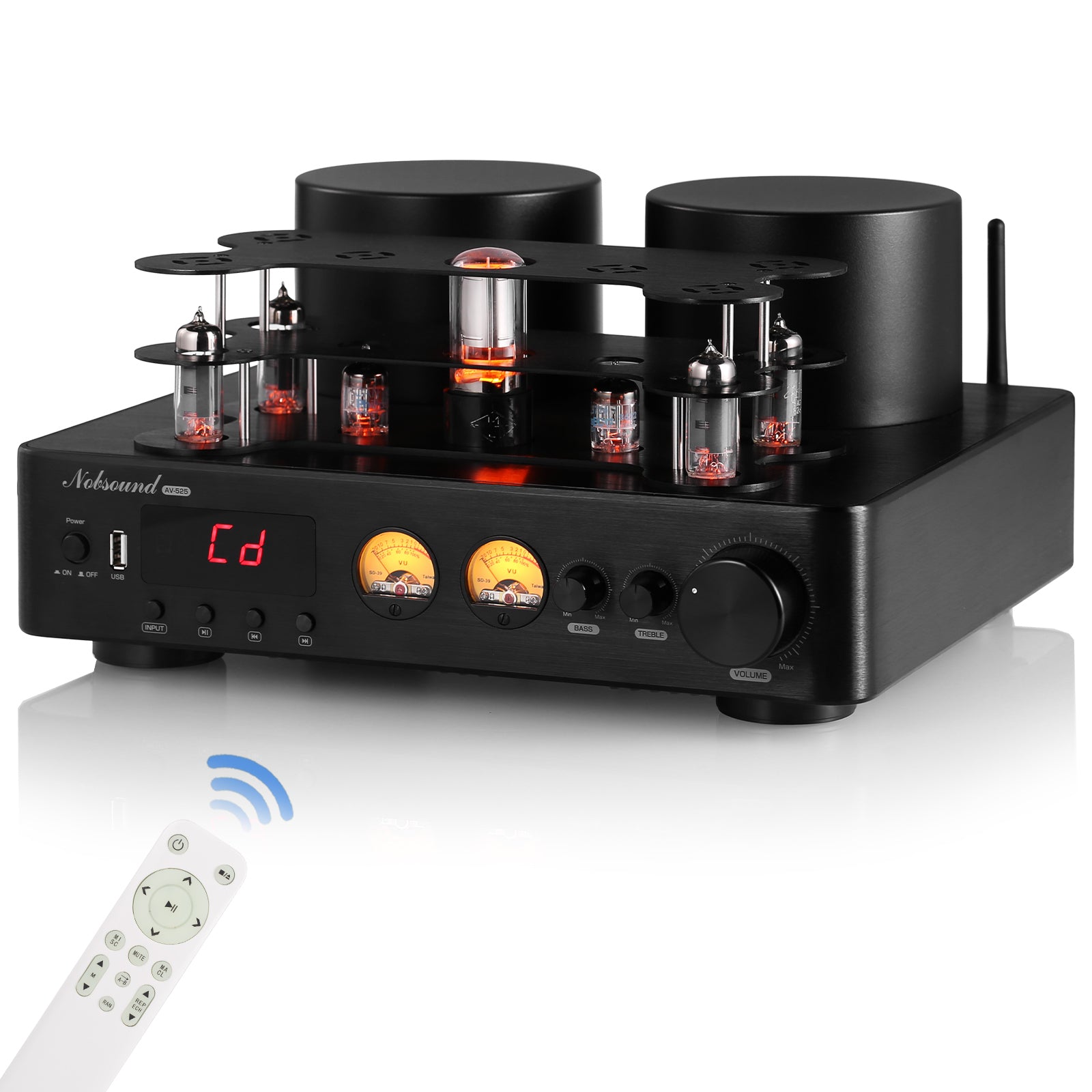 Nobsound AV-525 HiFi Bluetooth 5.0 Vacuum Tube Amplifier Coaxial / Optical Integrated Audio Amp
