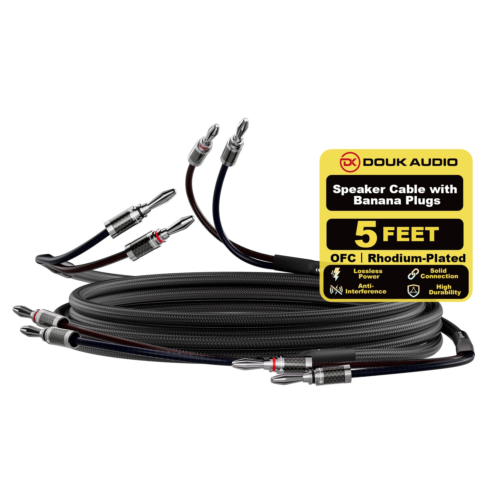 Douk Audio Speaker Cable with Banana Plugs & Oxygen-Free Copper