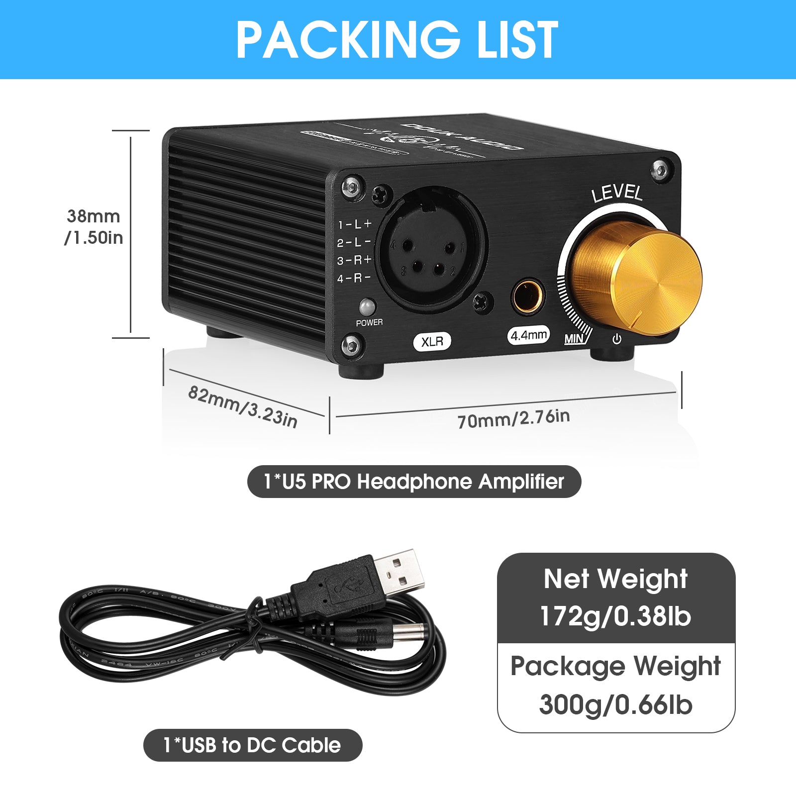 Douk Audio U5PRO HiFi Fully Balanced Headphone Amplifier Mini Stereo Amp for XLR/4.4mm Headsets