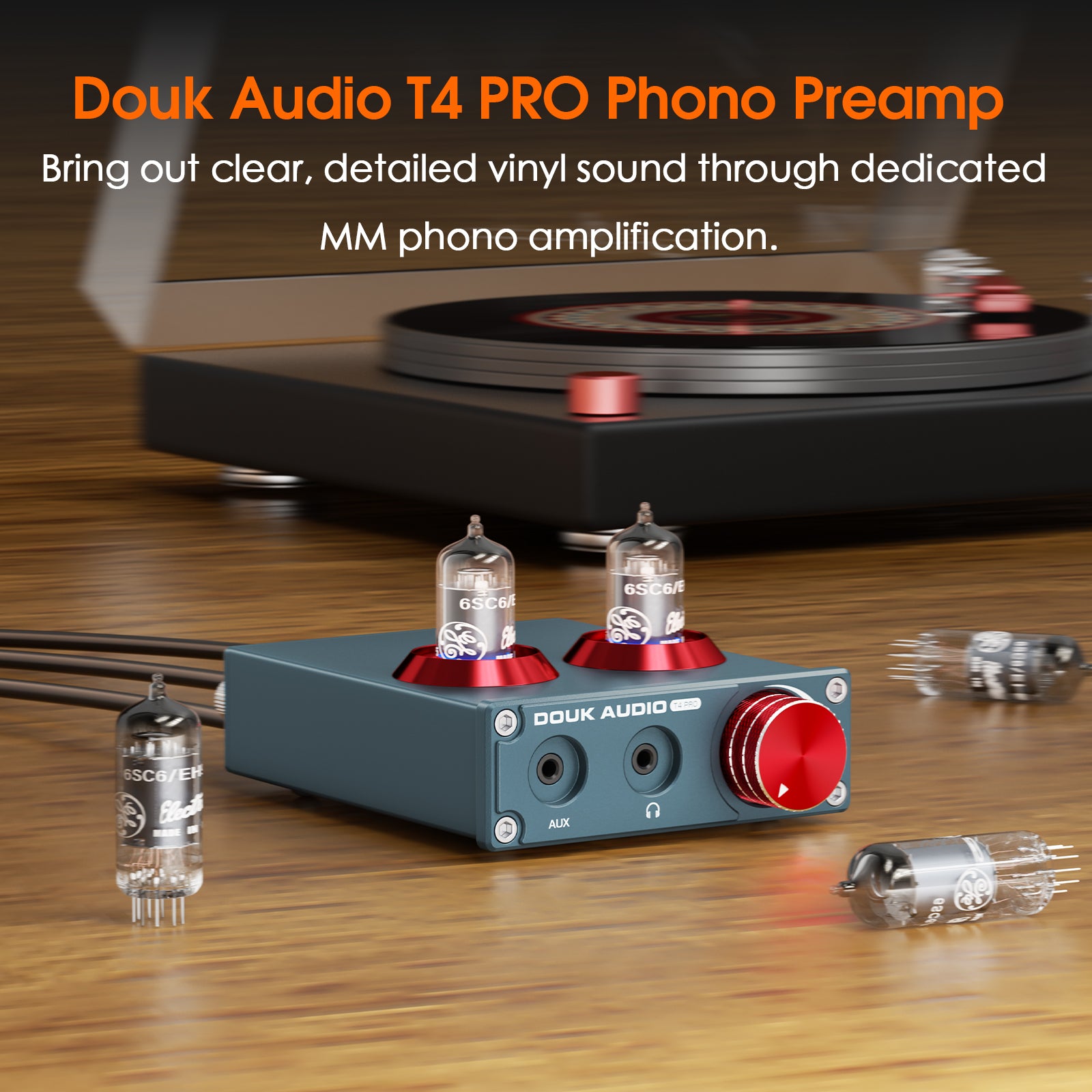 Douk Audio T4 PRO Mini GE5654 Vakuumröhren-Phono-Vorverstärker, Heim-Stereo-Audio-Vorverstärker, Kopfhörerverstärker