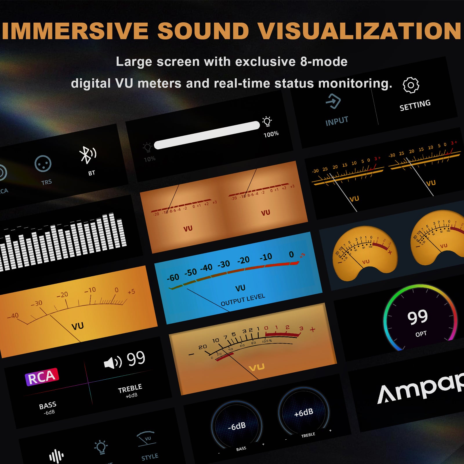 Ampapa D1 HIFI TPA3255 Amplifier with Digital VU Meter
