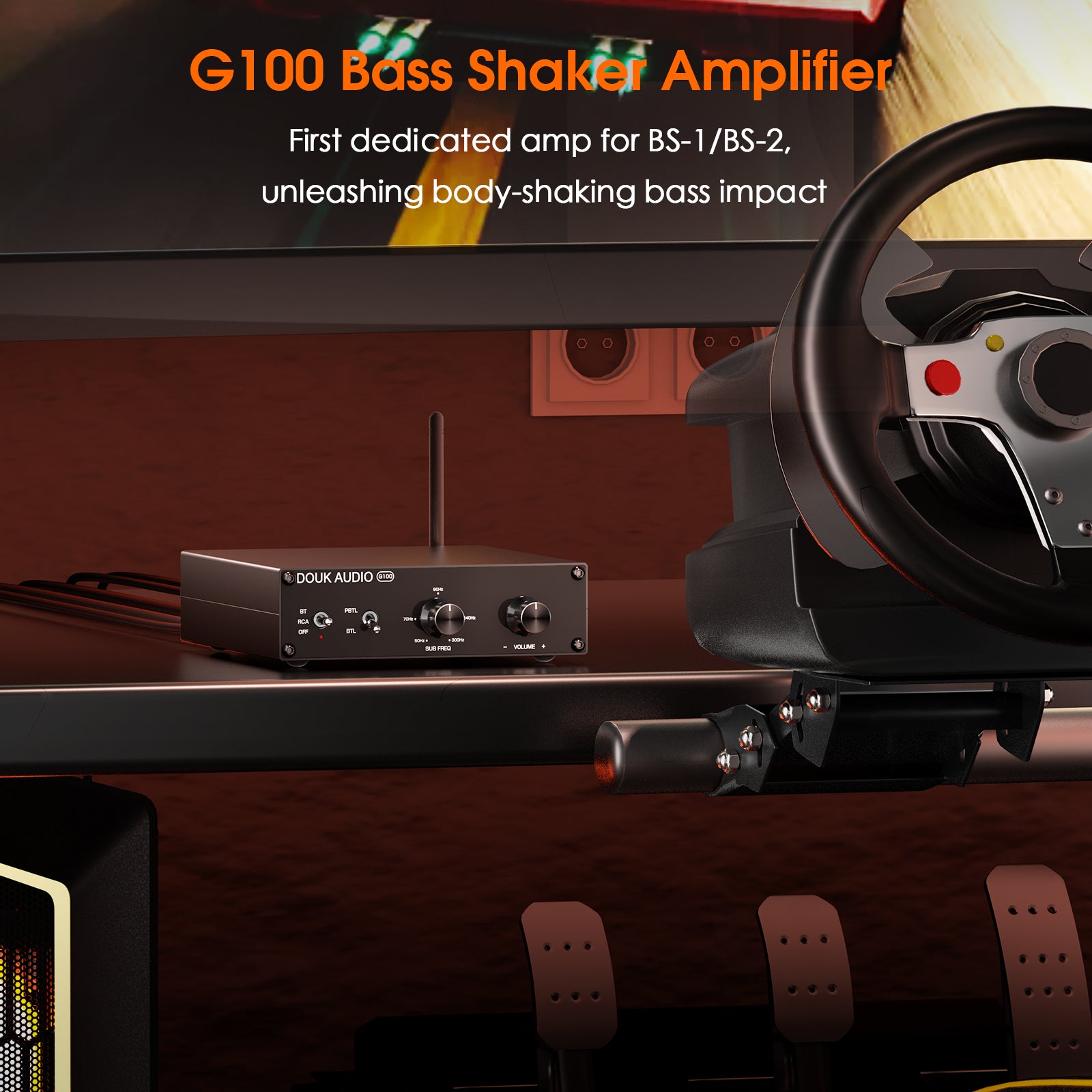 Douk Audio G100 Bass Shaker Amplifier for Tactile Transducer/Subwoofer 100W