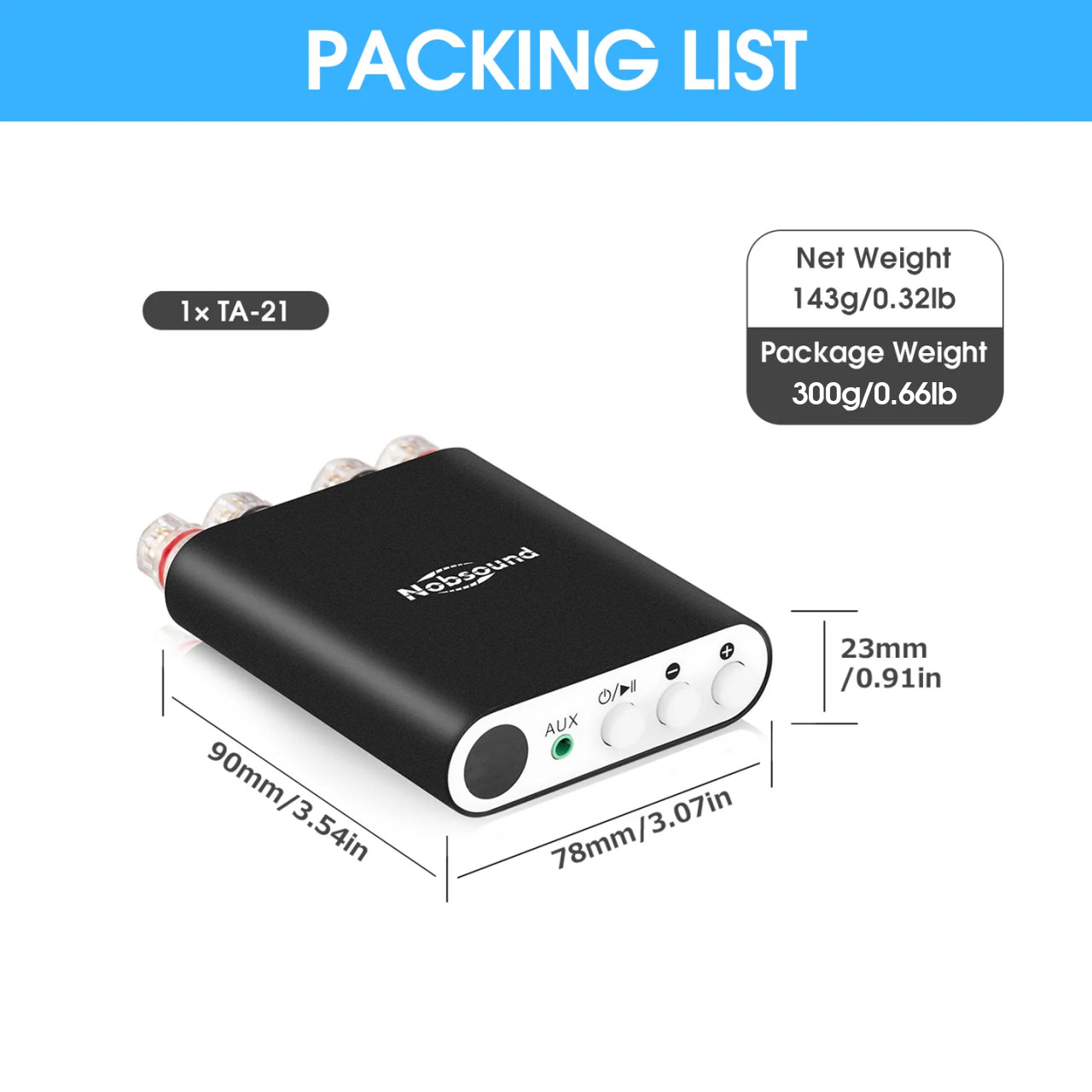 Nobsound TA-21 Mini Bluetooth 5.0 DSP Digitalverstärker TPA3221 Stereo Audio Verstärker Empfänger