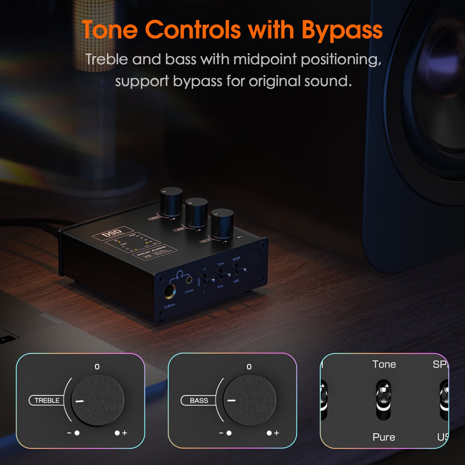 Douk Audio K5 USB DAC Headphone Amplifier OPT Digital to Analog Converter DSD256