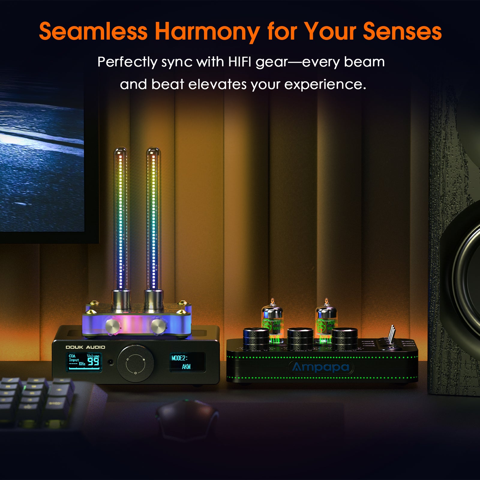 Douk Audio VU9MINI RGB LED Tube Sound Level Meter Music Spectrum Display