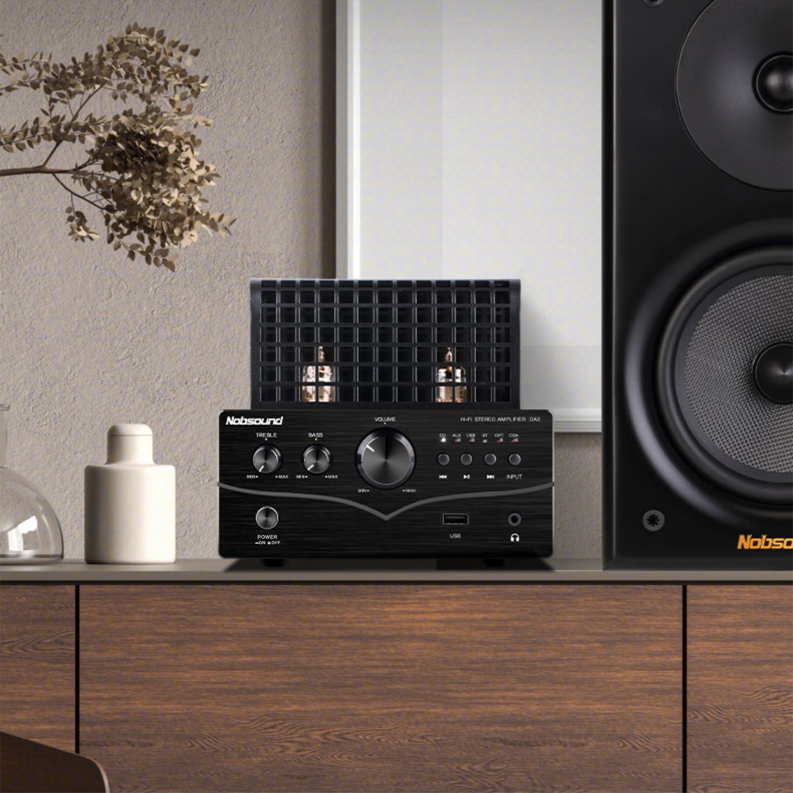 Nobsound DA3 HIFI Bluetooth Tube Power Amplifier with COAX/OPT/USB IN