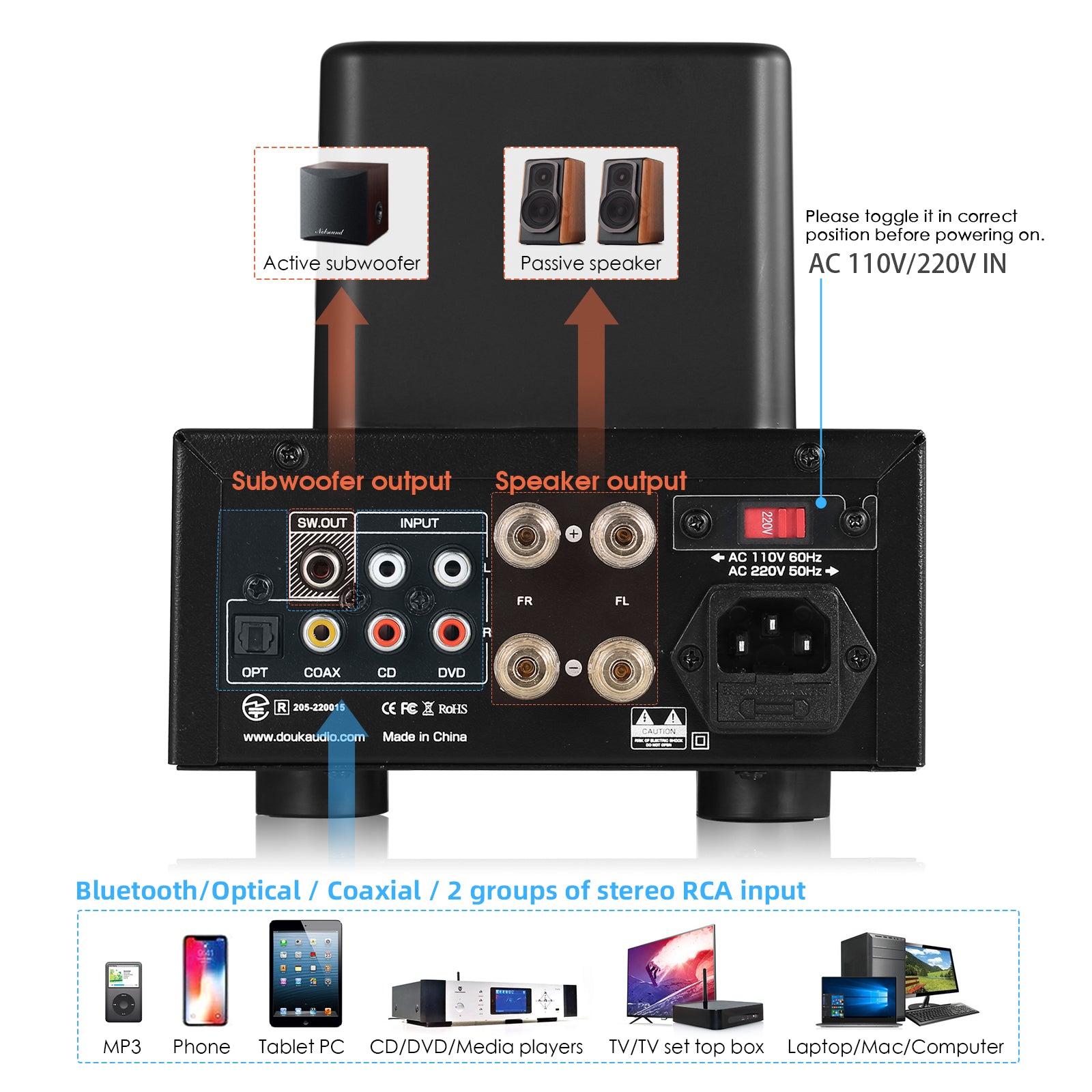 Nosound A3 HiFi 电子管功放 蓝牙 5.0 接收器 同轴/光纤 功放 USB 播放器