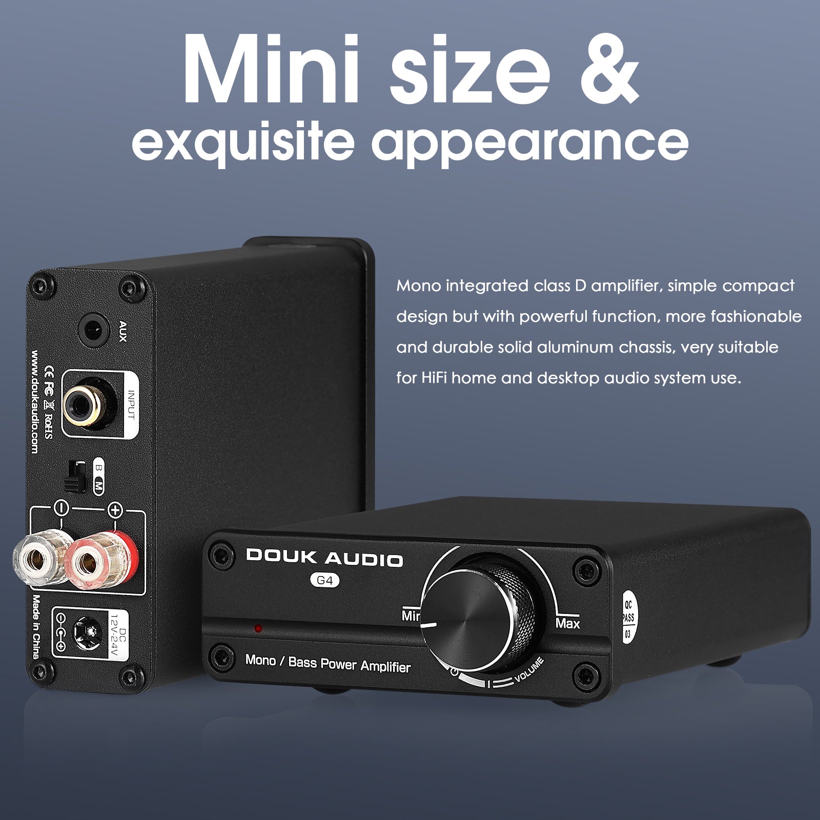 Douk Audio G4 Monokanal-Digitalverstärker Subwoofer/Vollfrequenz-Leistungsverstärker 100 W