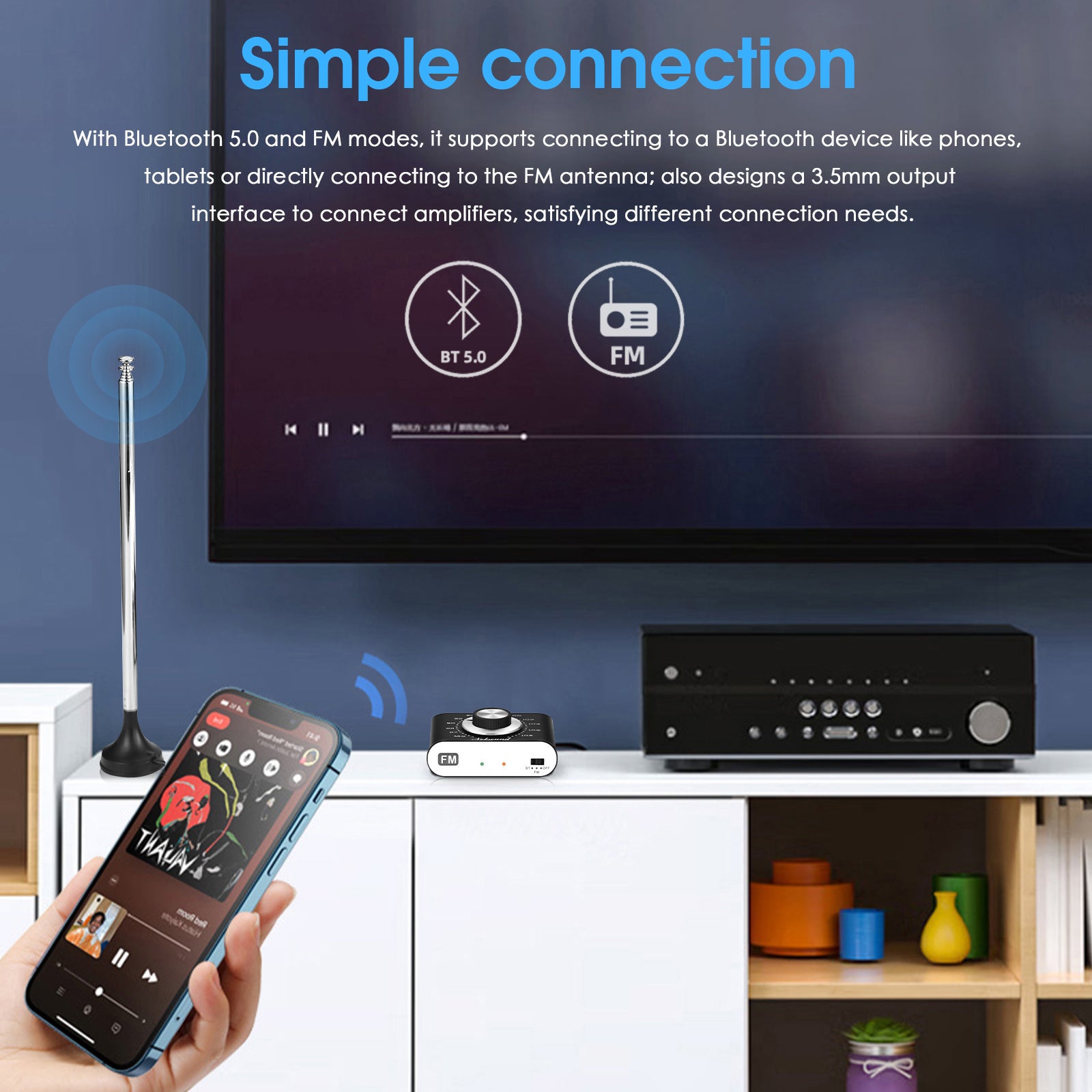 Nobsound NS-01G FM Portable  87-108Mhz FM Radio Tuner Stereo Bluetooth 5.0 Receiver Rechargeable