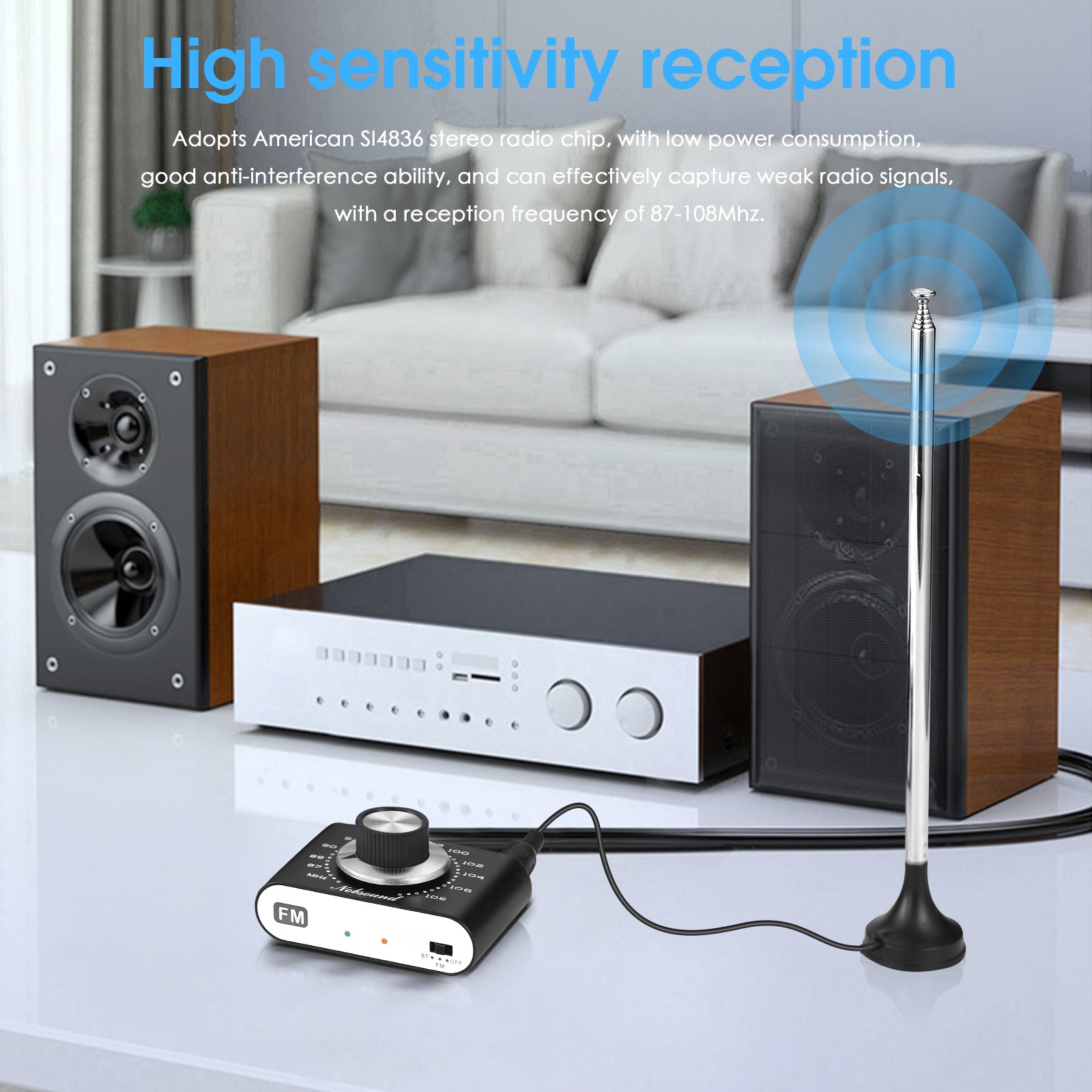 Nobsound NS-01G FM Portable  87-108Mhz FM Radio Tuner Stereo Bluetooth 5.0 Receiver Rechargeable
