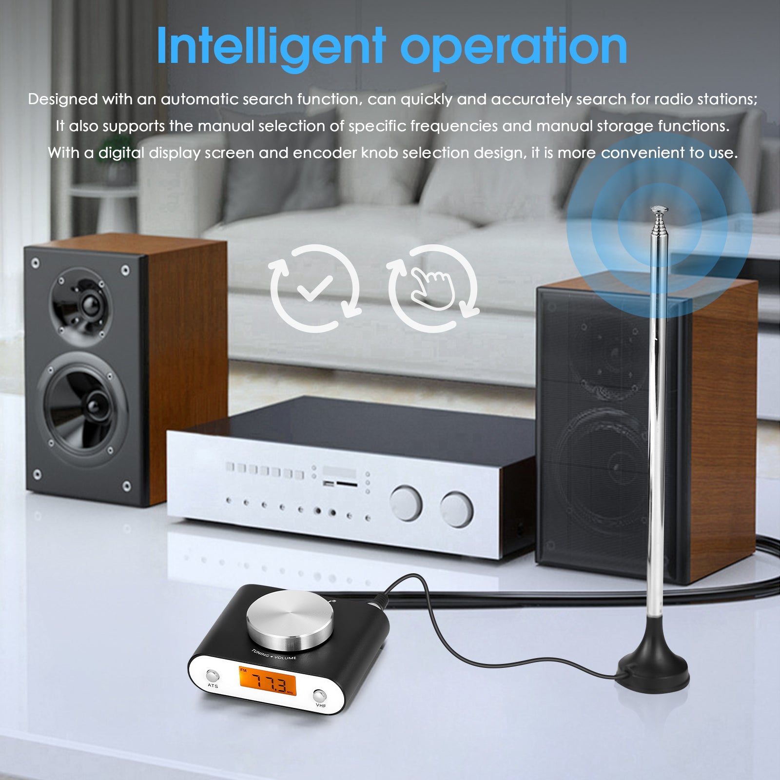 Mini FM Radio Transistor Global Universal Manual/Auto Search with Display Screen