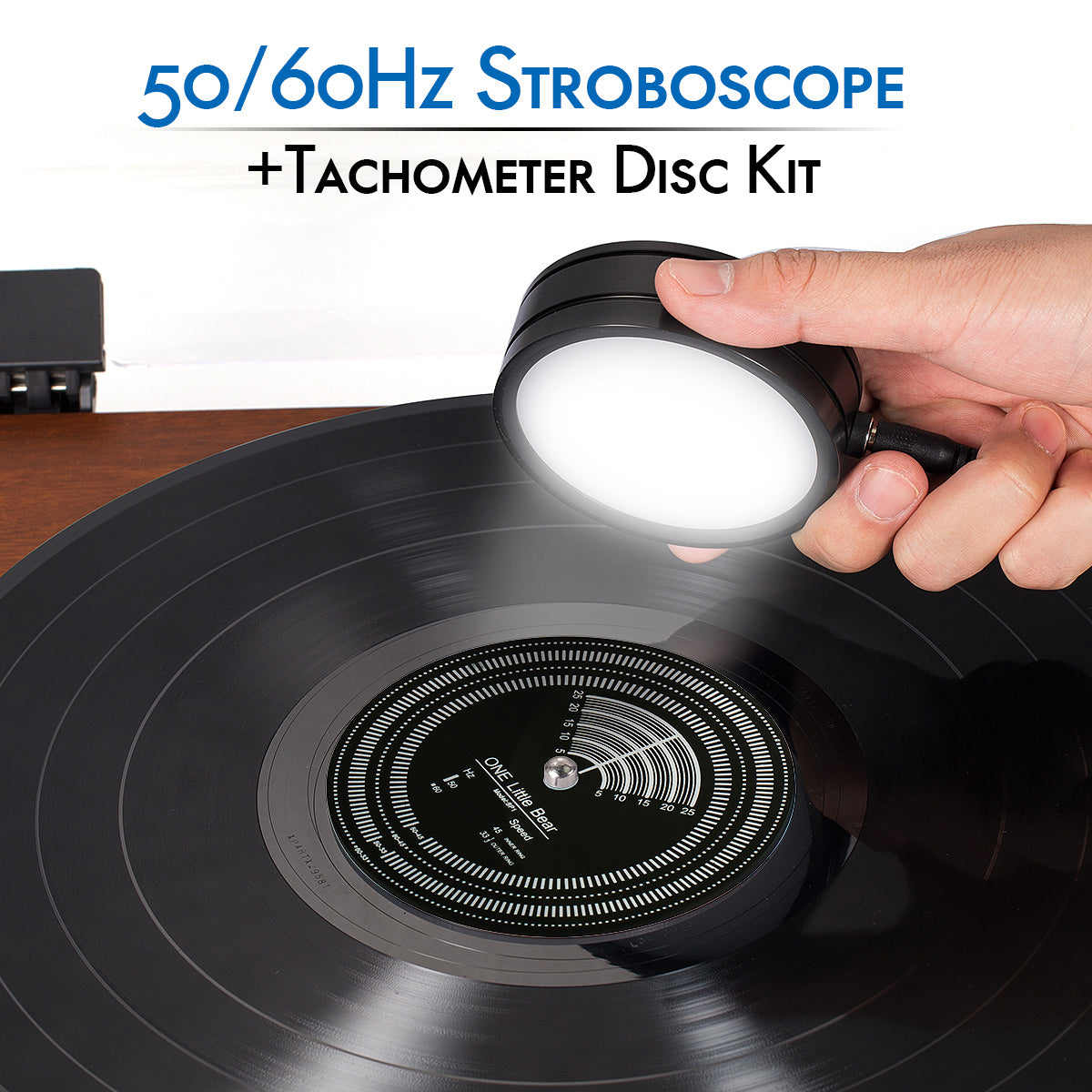 Little Bear Mini 50/60 Hz Stroboskop-Speed-Blitzlicht + Drehzahlmesserscheibe für Plattenspieler-LP-Schallplatten