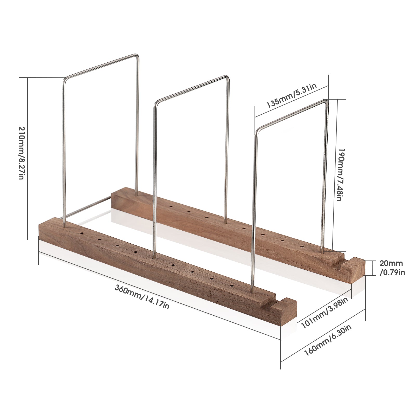 Nobsound R24E 50-60pcs LP Turntable Vinyl Record Storage Holder Wooden+Stainless Albums Stand