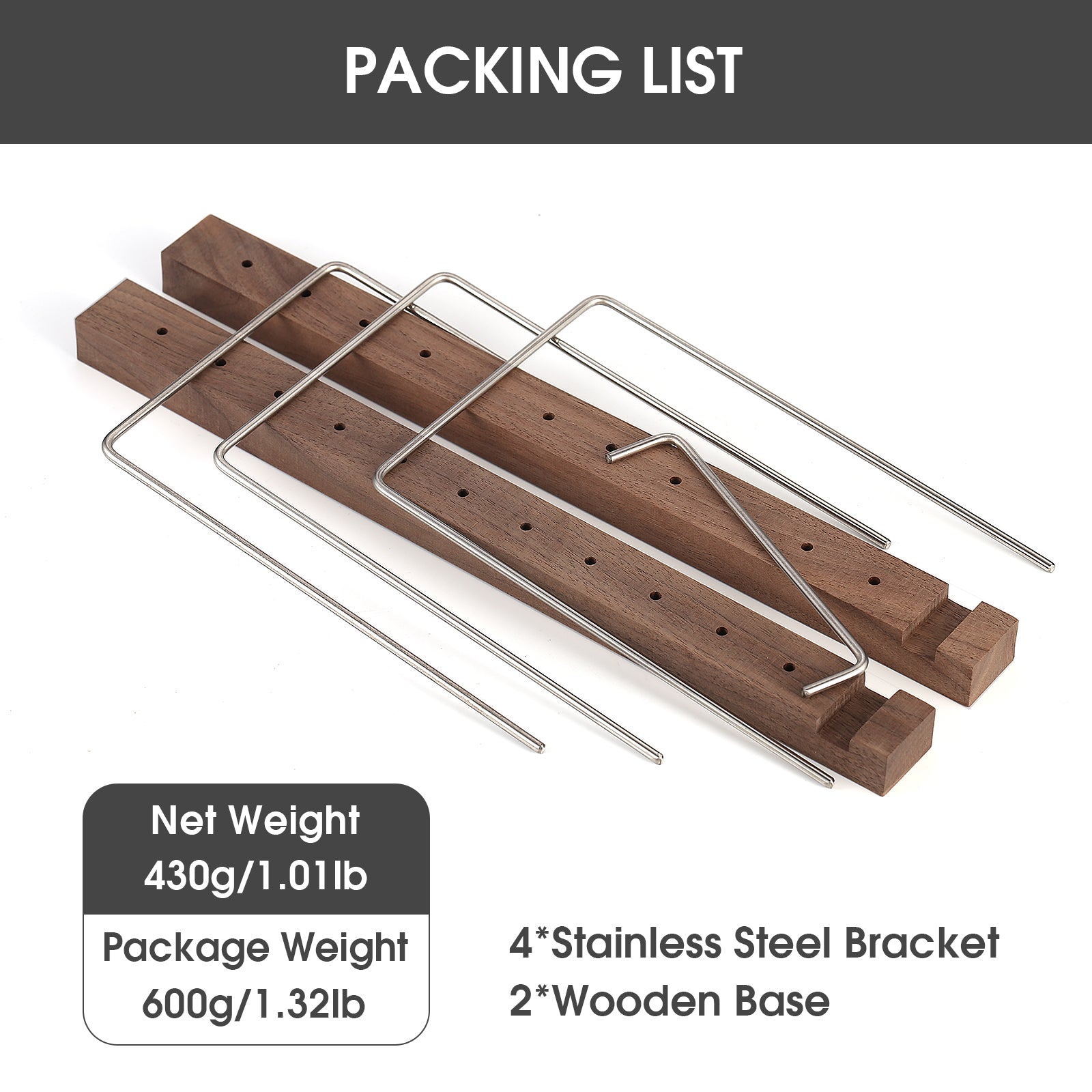 Nobsound R24E 50-60pcs LP Turntable Vinyl Record Storage Holder Wooden+Stainless Albums Stand