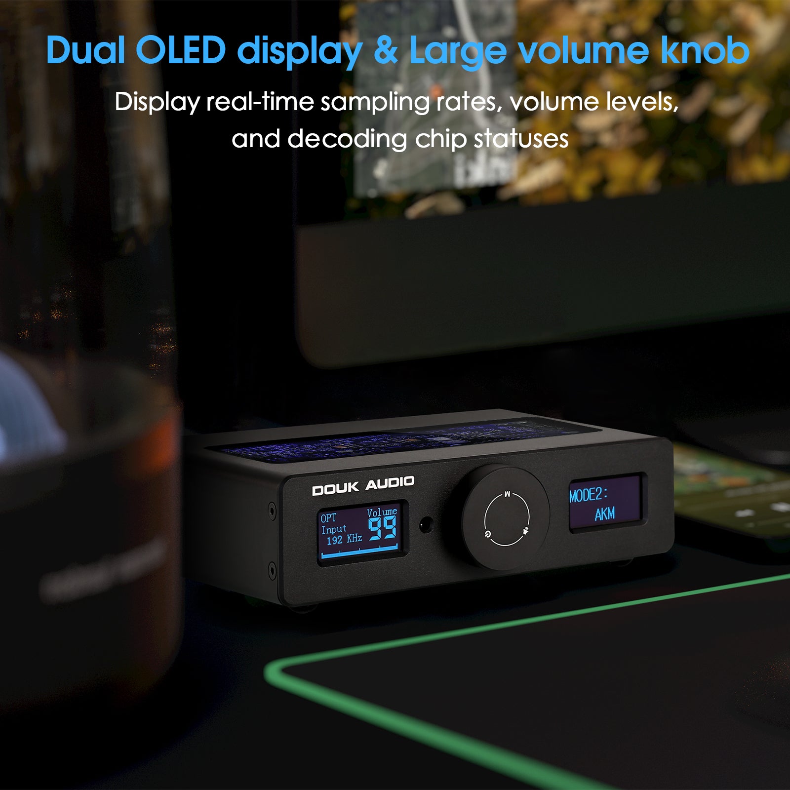 Douk Audio DAC-Q11 HiFi ESS9038Q2M+AK4493 USB DAC Audio Adapter COAX/OPT D/A Converter DSD256