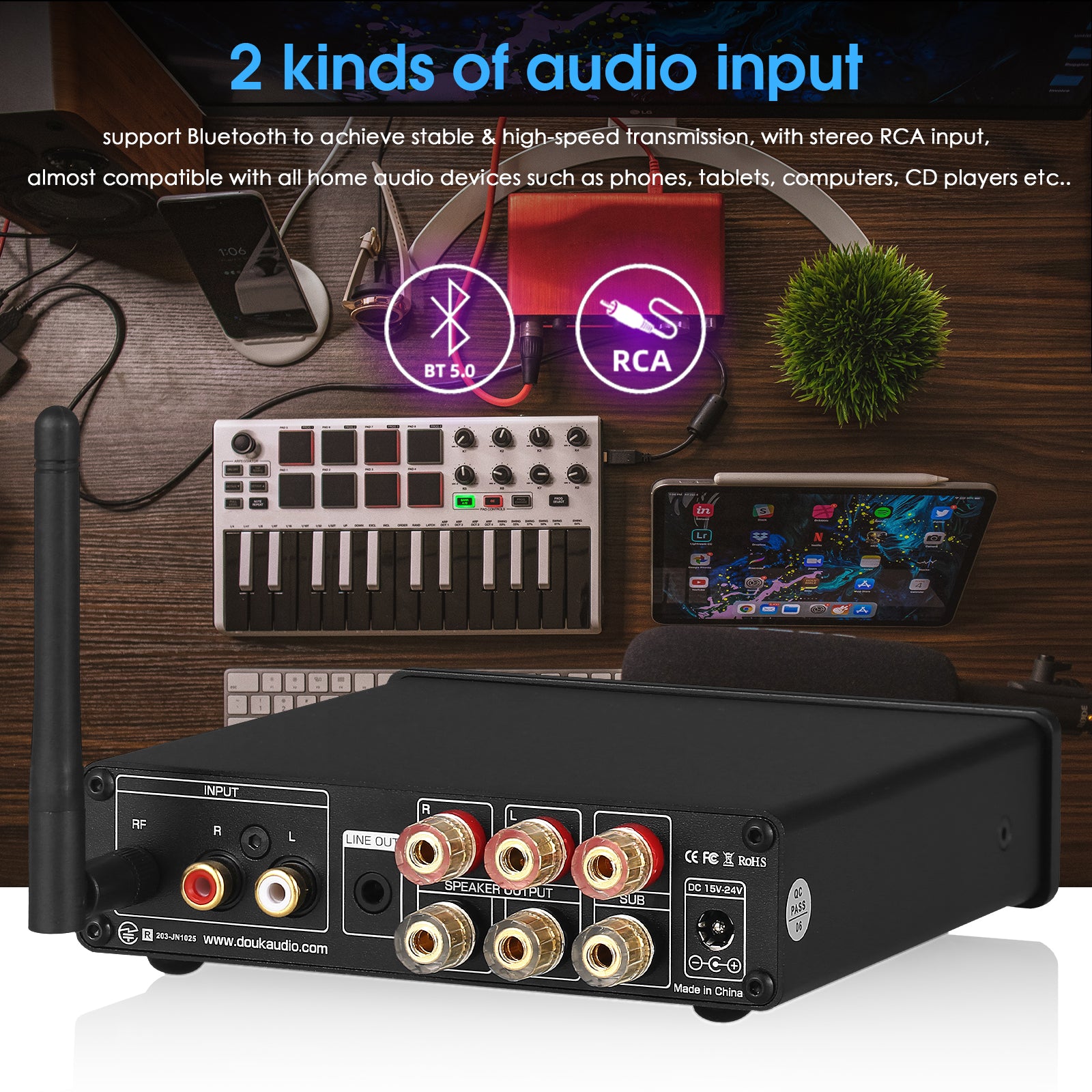 Nobsound NS-14G 蓝牙 HiFi 2.1 声道功率放大器低音炮立体声音频放大器