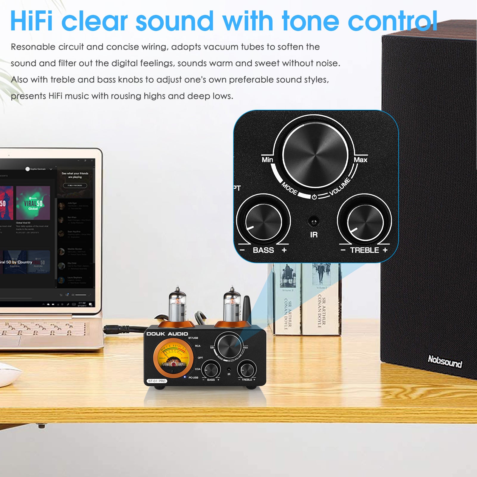 Douk Audio ST-01/ ST-01 PRO HiFi Bluetooth 5.0 Röhrenverstärker USB DAC COAX/OPT Digitaler Audioverstärker mit VU-Meter