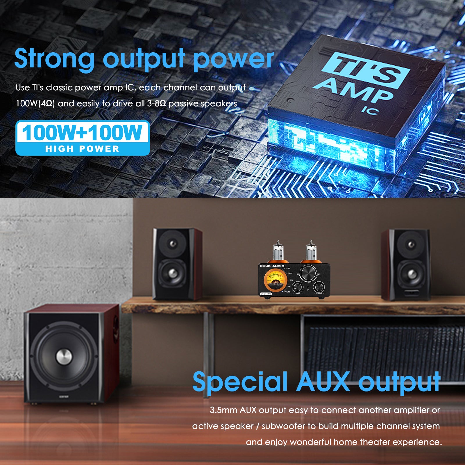 Douk Audio ST-01/ ST-01 PRO HiFi Bluetooth 5.0 Röhrenverstärker USB DAC COAX/OPT Digitaler Audioverstärker mit VU-Meter