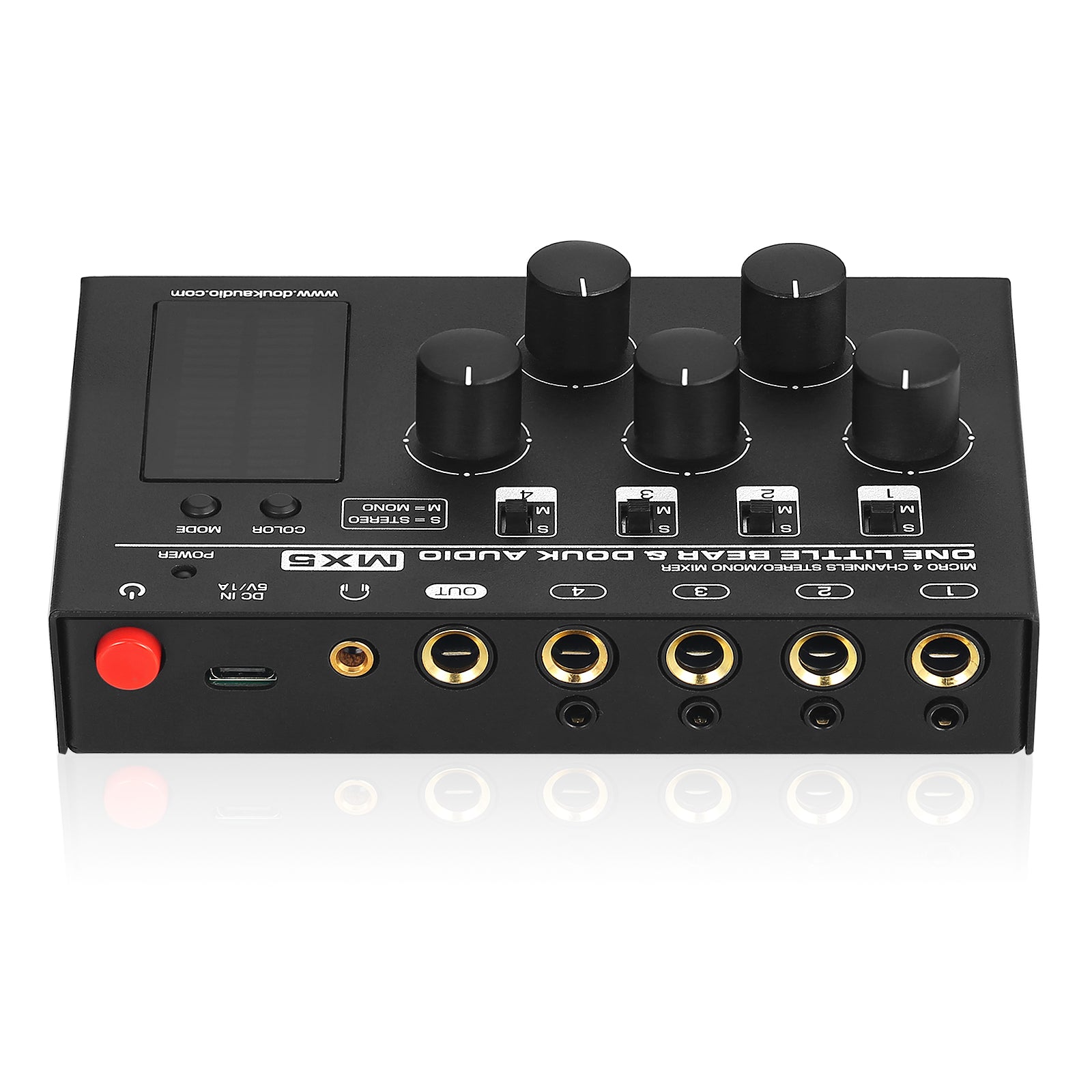 Douk Audio MX5 Mono/Stereo 4 Channel Audio Mixer Ultra Low-Noise Line Mixer LED Level Meter