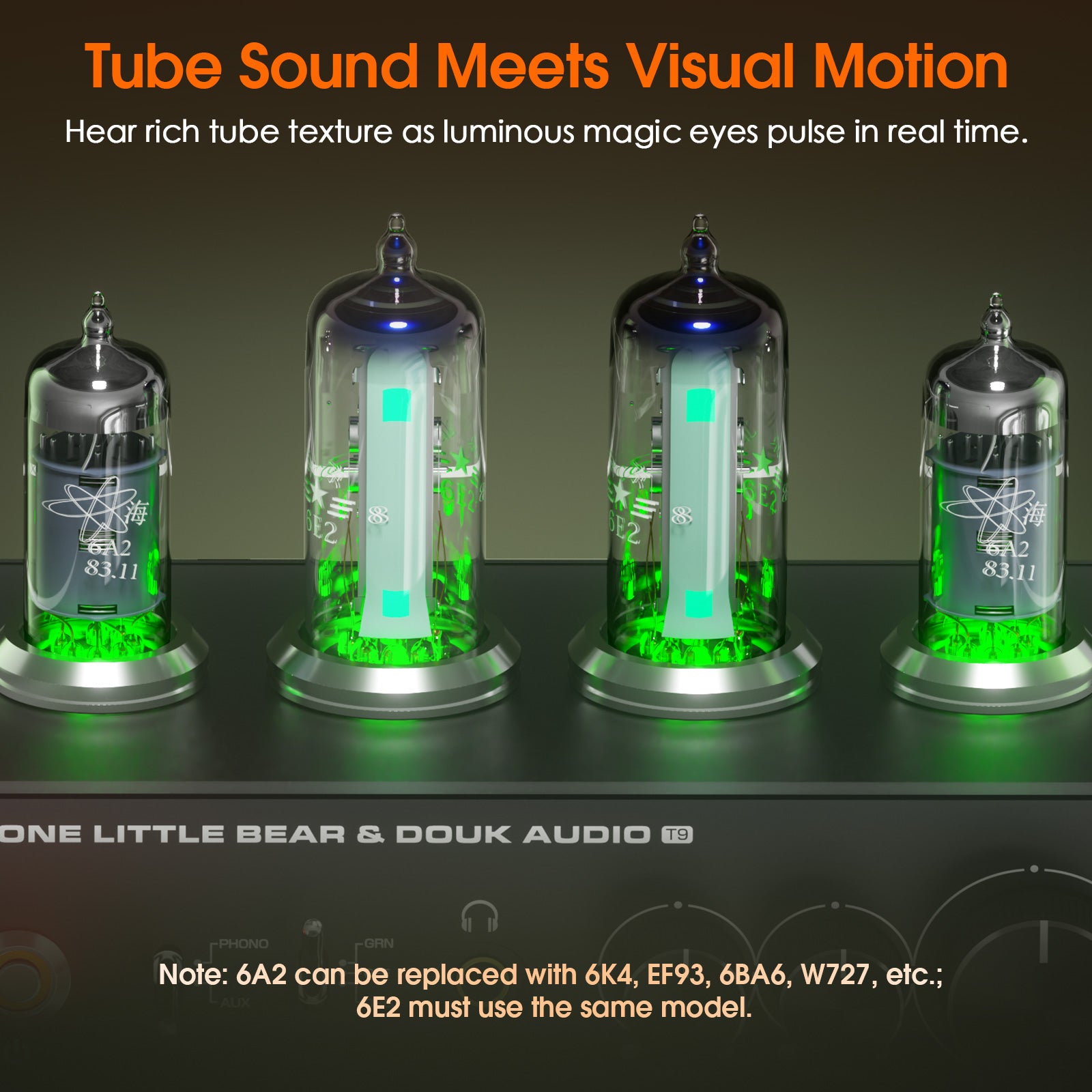 Douk Audio T9 HiFi Magic 6E2 真空管立体声前置放大器 MM/MC 唱机放大器