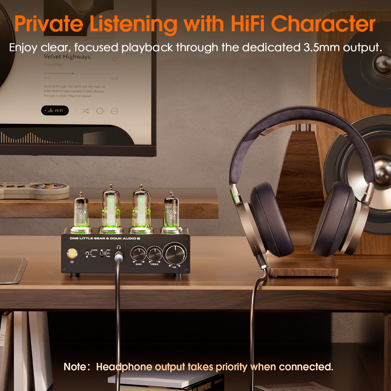 Douk Audio T9 HiFi Magic 6E2 真空管立体声前置放大器 MM/MC 唱机放大器