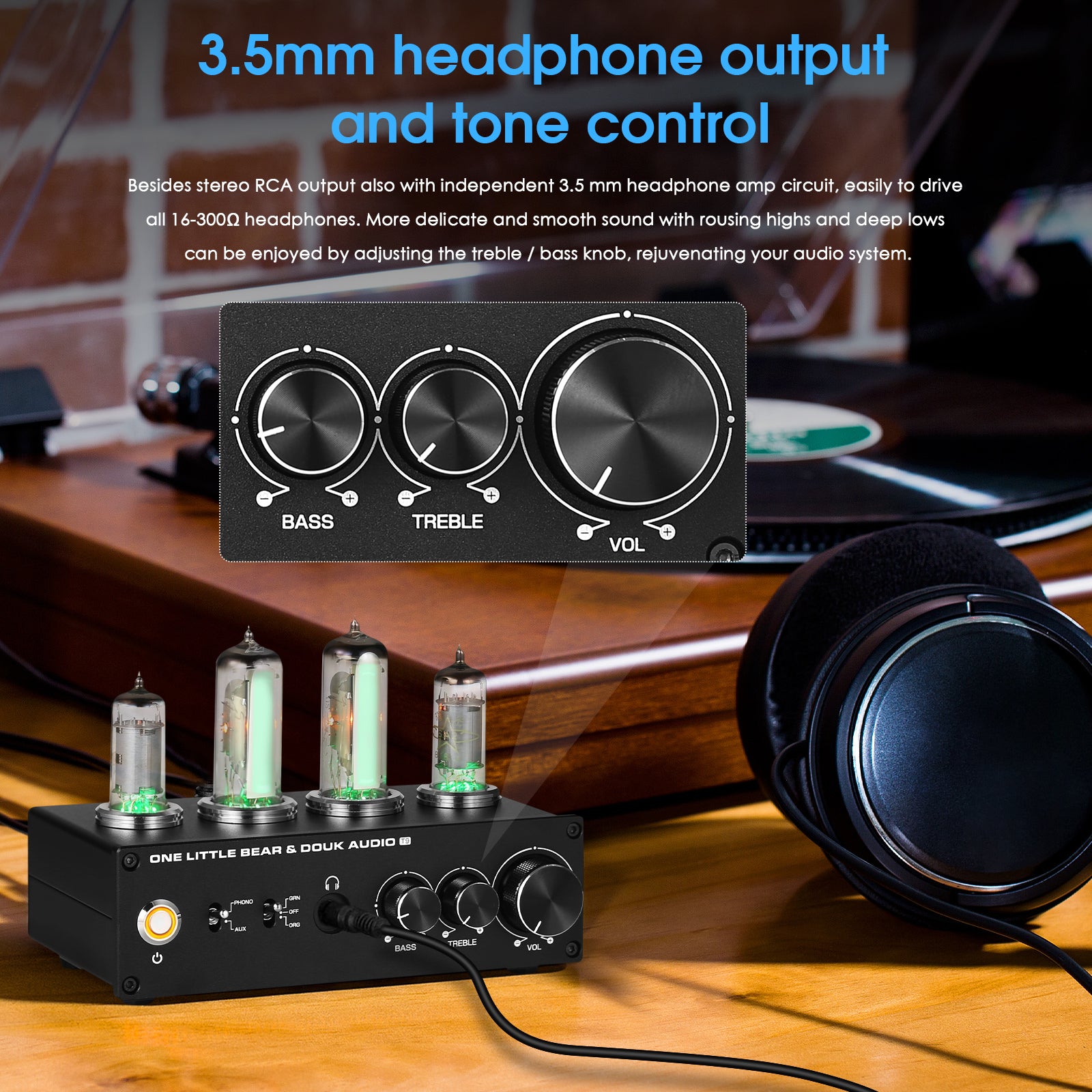Douk Audio T9 HiFi Magic 6E2 Vacuum Tube Stereo Preamp MM/MC Phono Stage for Turntable Amp
