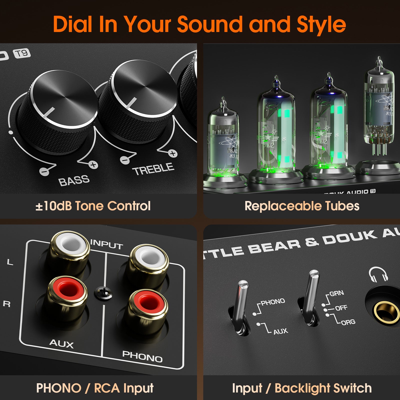 Douk Audio T9 HiFi Magic 6E2 真空管立体声前置放大器 MM/MC 唱机放大器