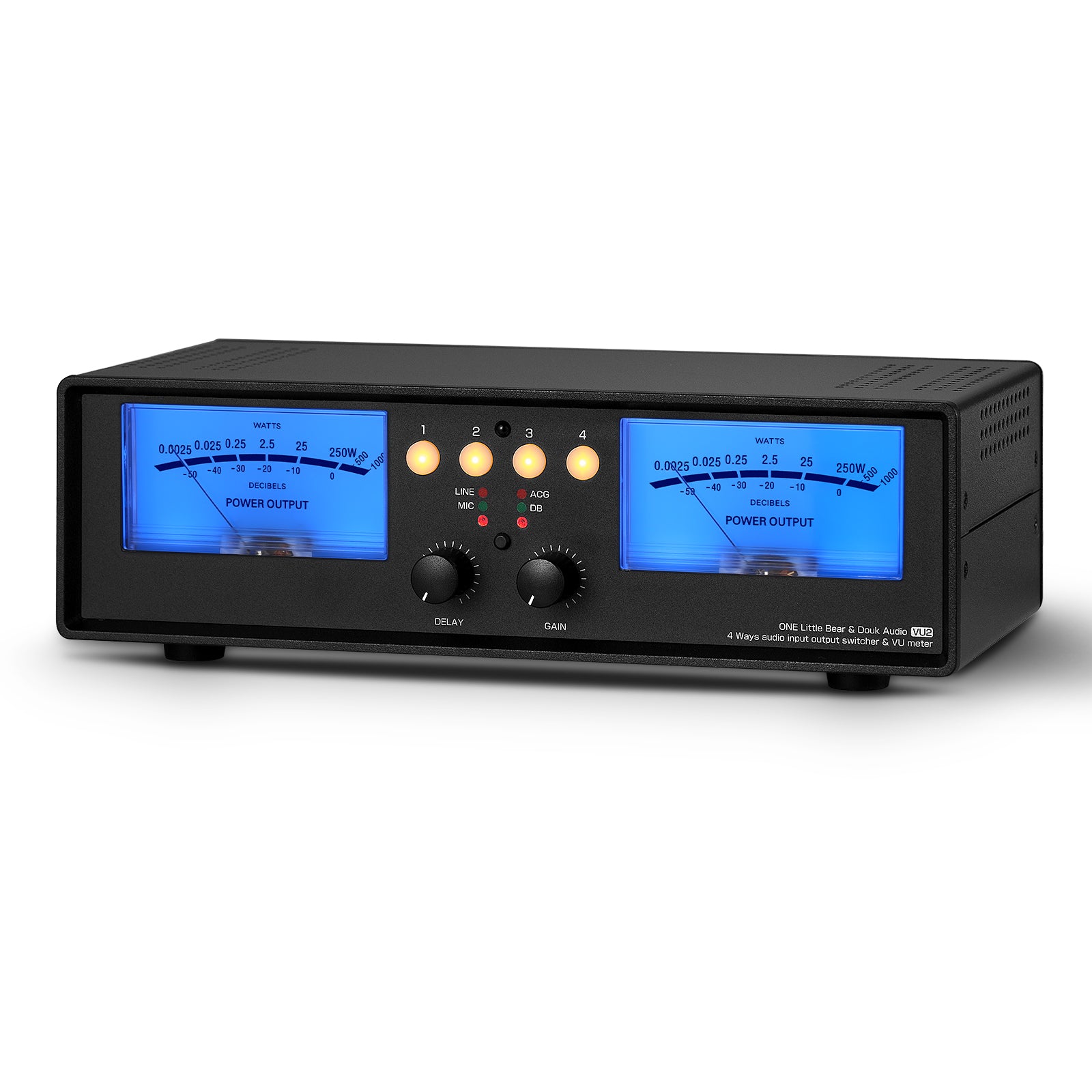 Douk Audio VU2 MIC+LINE Dual Analog VU Meter Stereo RCA Audio Splitter Switcher Box Audio Spectrum Display