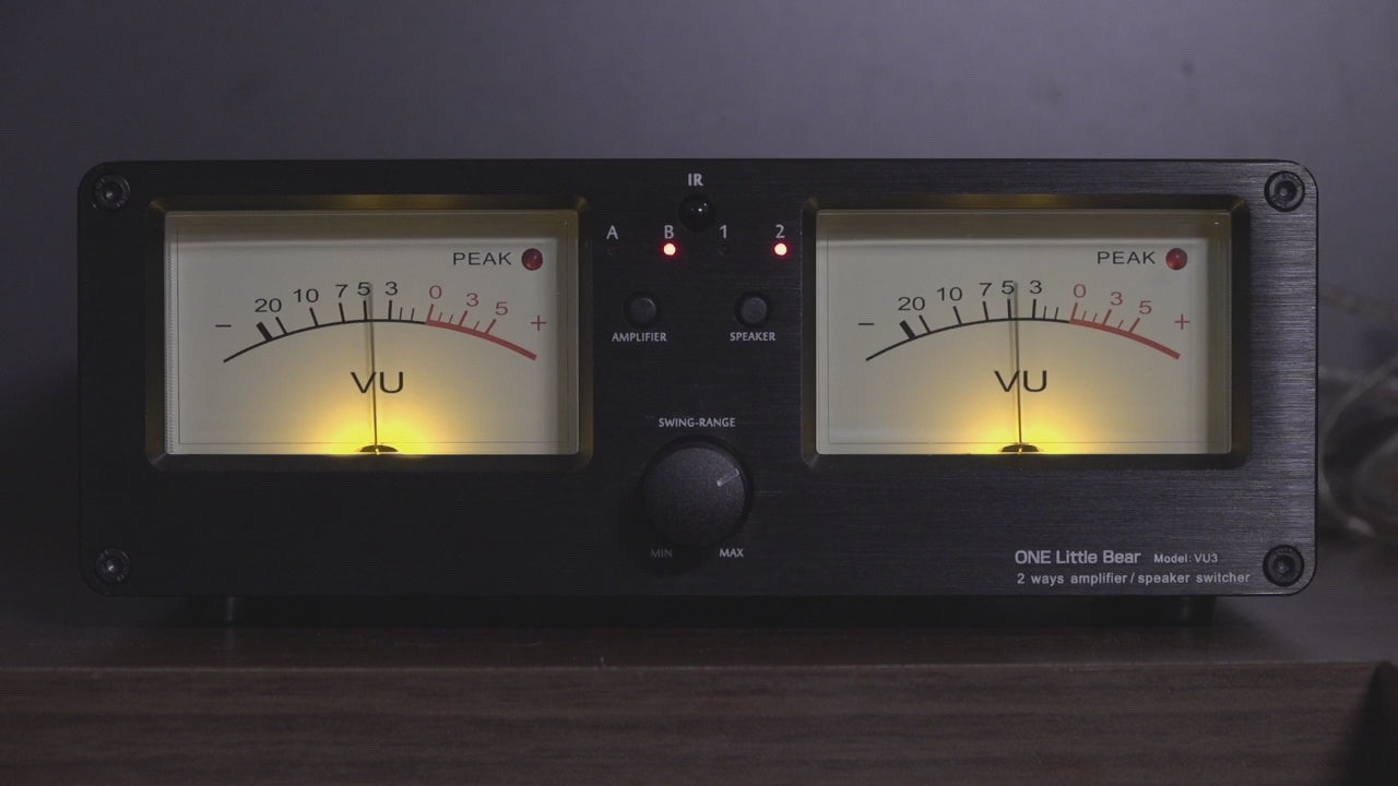 Douk Audio VU3 Dual Analog VU Meter 2-way Amplifier/Speaker Audio Switcher Box DB Panel Display