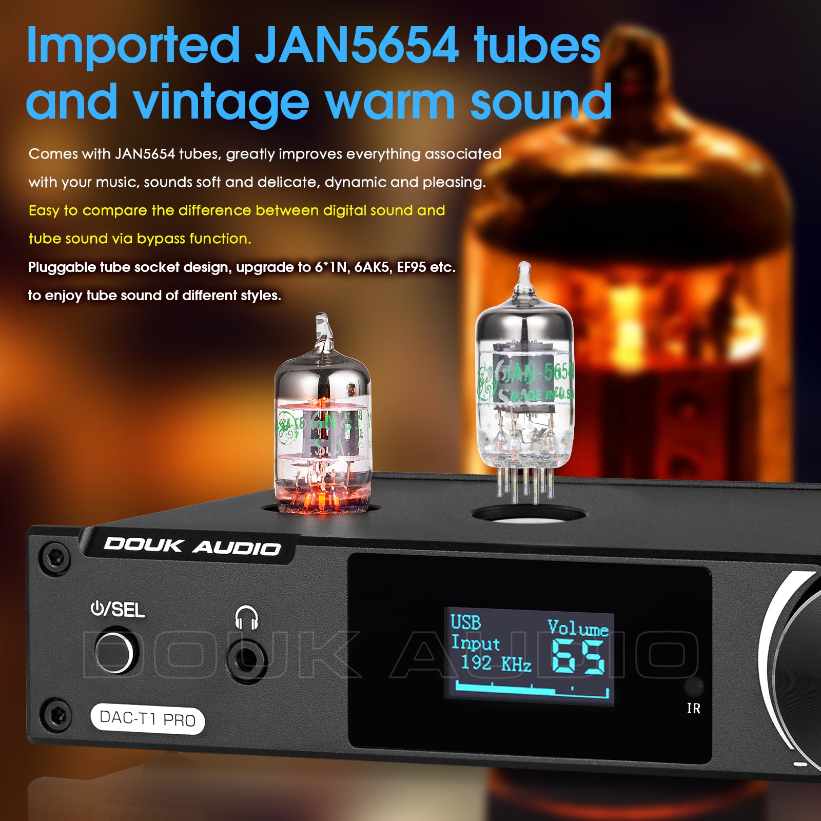 Douk Audio DAC-T1 PRO HiFi Tube Stereo Preamp USB DAC Bluetooth Receiver S/PDIF D/A Audio Converter