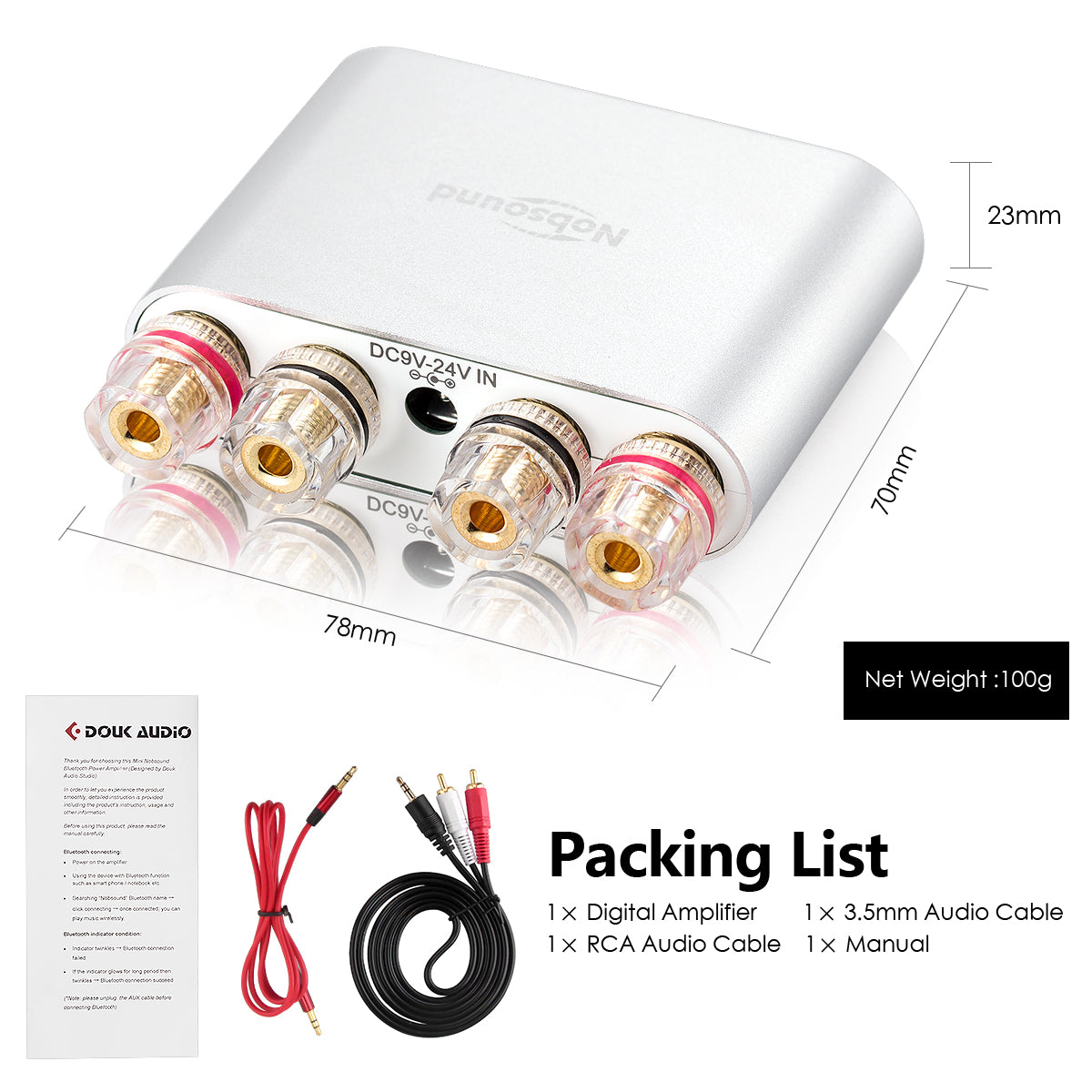 Nobsound NS-10G PRO Mini Bluetooth 5.0 Digitalverstärker DSP HiFi Stereo Audio Power Amp