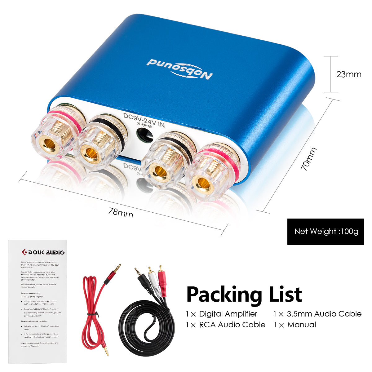 Nobsound NS-10G PRO Mini Bluetooth 5.0 Digitalverstärker DSP HiFi Stereo Audio Power Amp