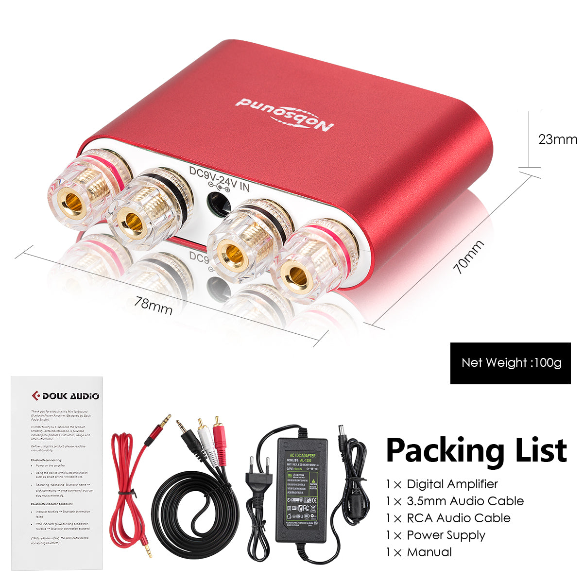 Nobsound NS-10G PRO Mini Bluetooth 5.0 Digitalverstärker DSP HiFi Stereo Audio Power Amp