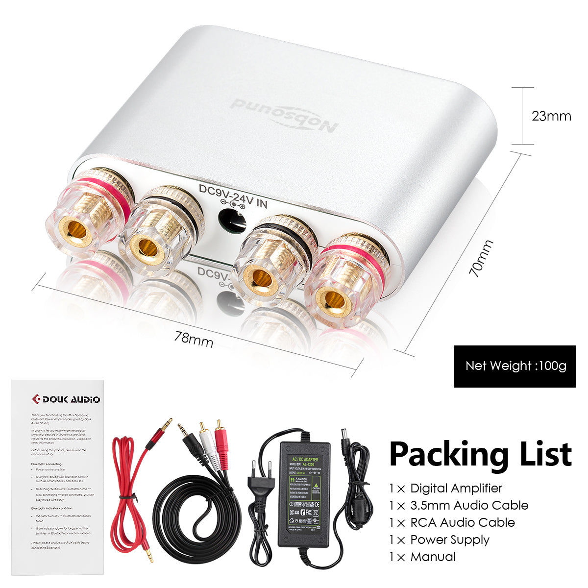 Nobsound NS-10G PRO Mini Bluetooth 5.0 Digitalverstärker DSP HiFi Stereo Audio Power Amp