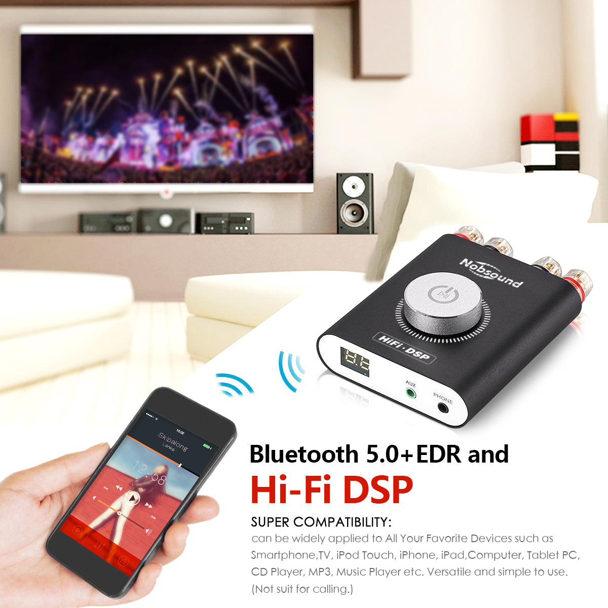 Nobsound NS-20G Mini Bluetooth 5.0 Digital Amplifier HiFi Stereo Headphone Amp 100W+100W