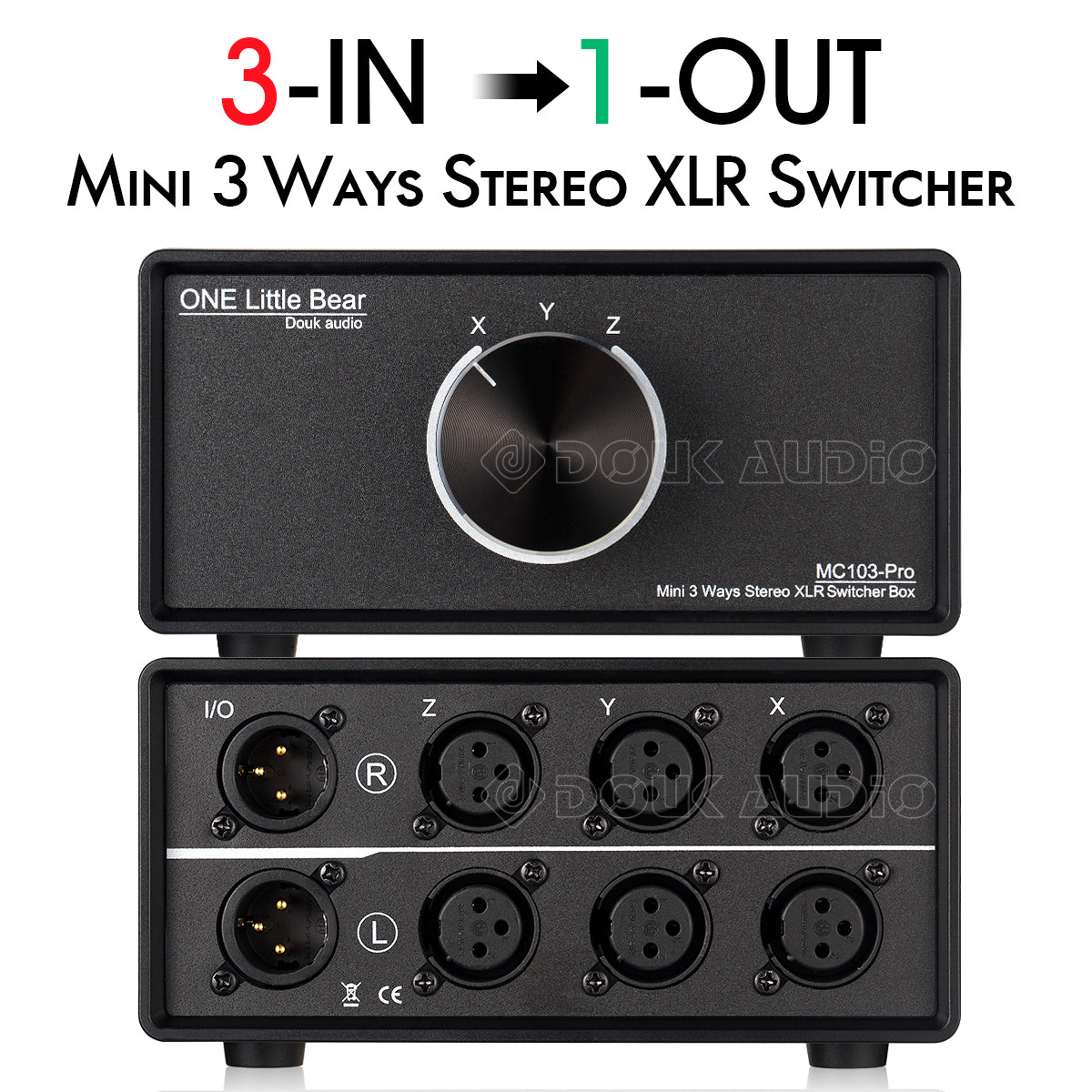 小熊 MC103-Pro 1(3)进3(1)出 XLR平衡音频转换器 立体声无源选择器切换器