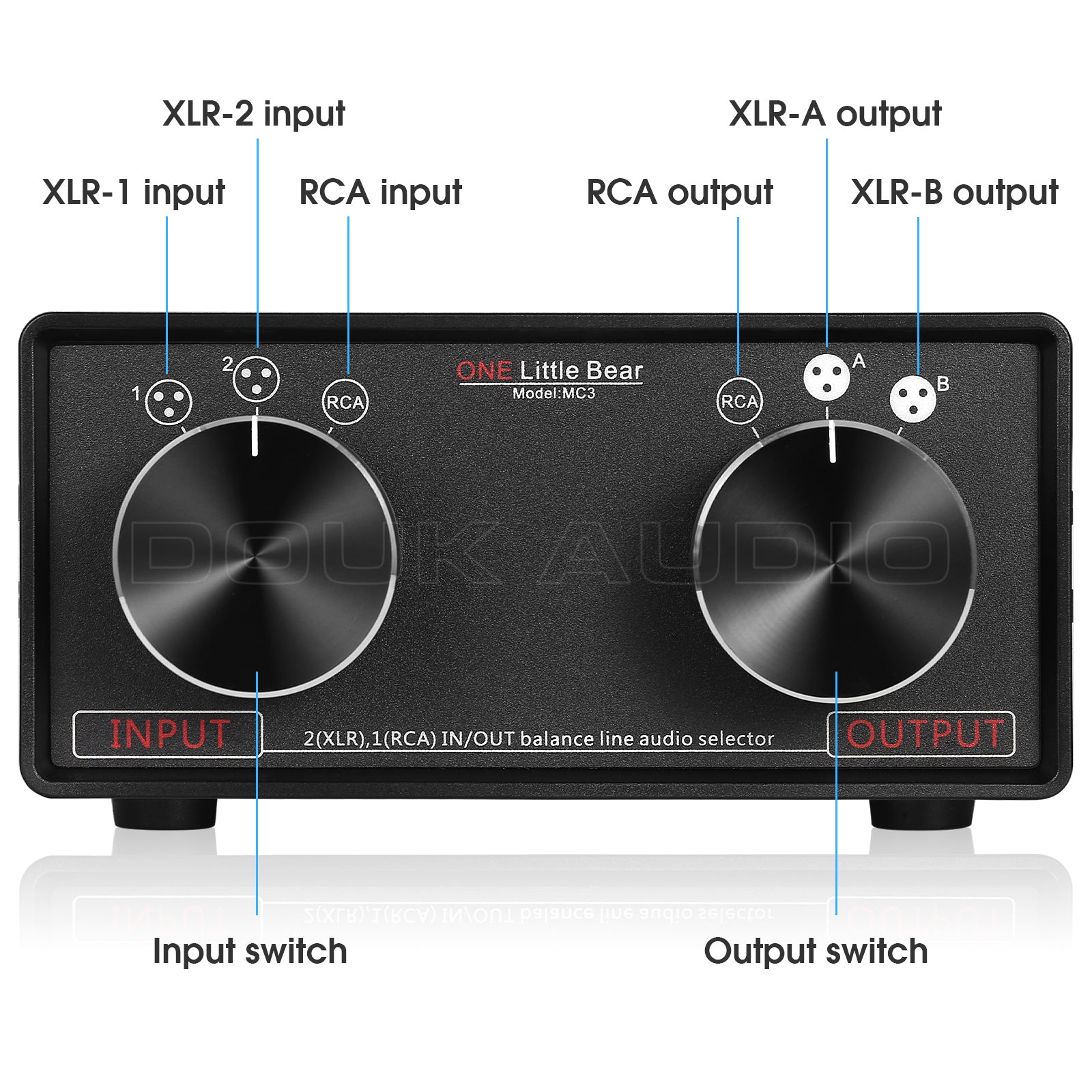 Little Bear MC3 3-IN-3-OUT XLR Balanced / RCA Stereo Converter Audio Selector Box Passive Preamp