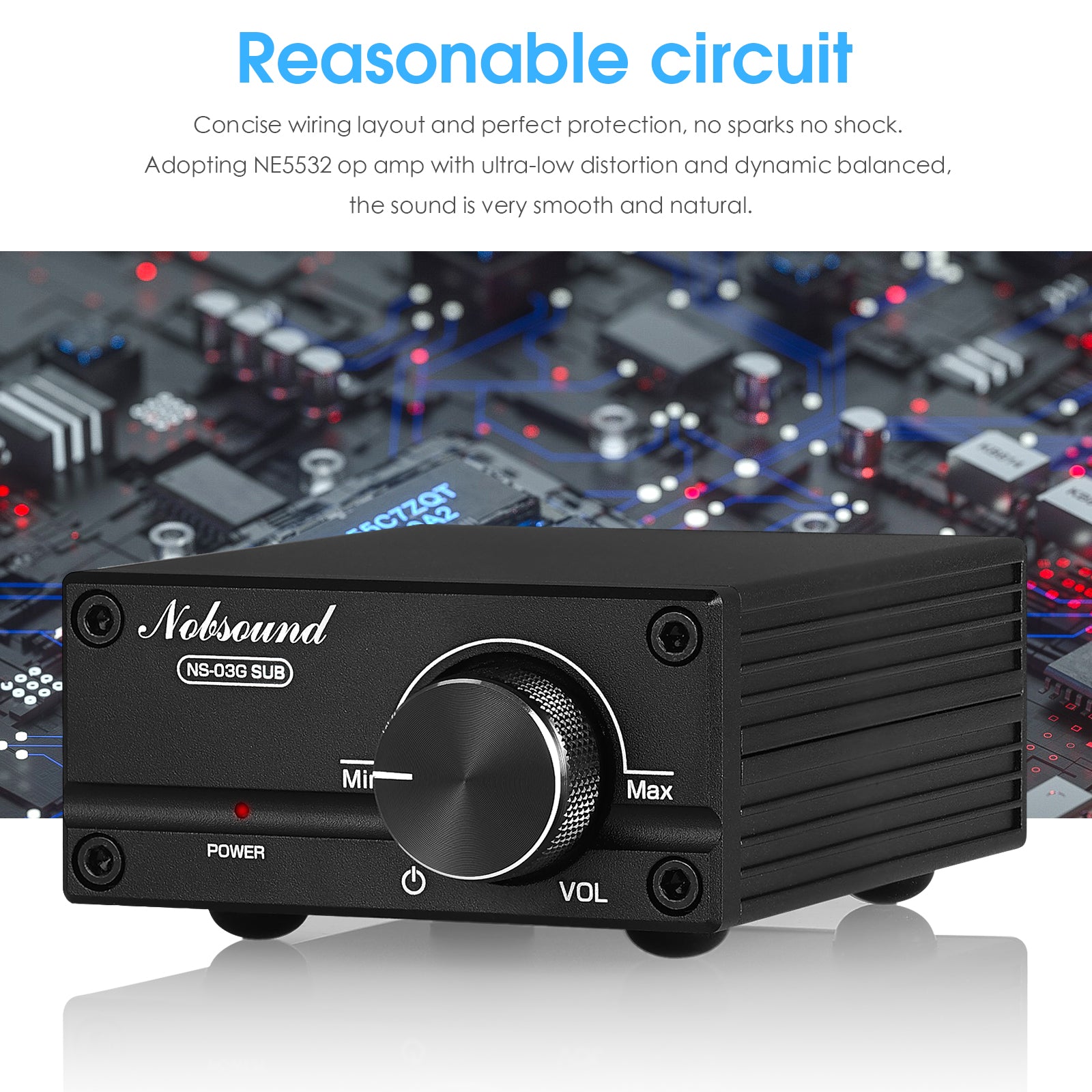 Nobsound NS-03G SUB Mini Mono Channel Digital Amplifier HiFi Home Subwoofer Power Amp 100W