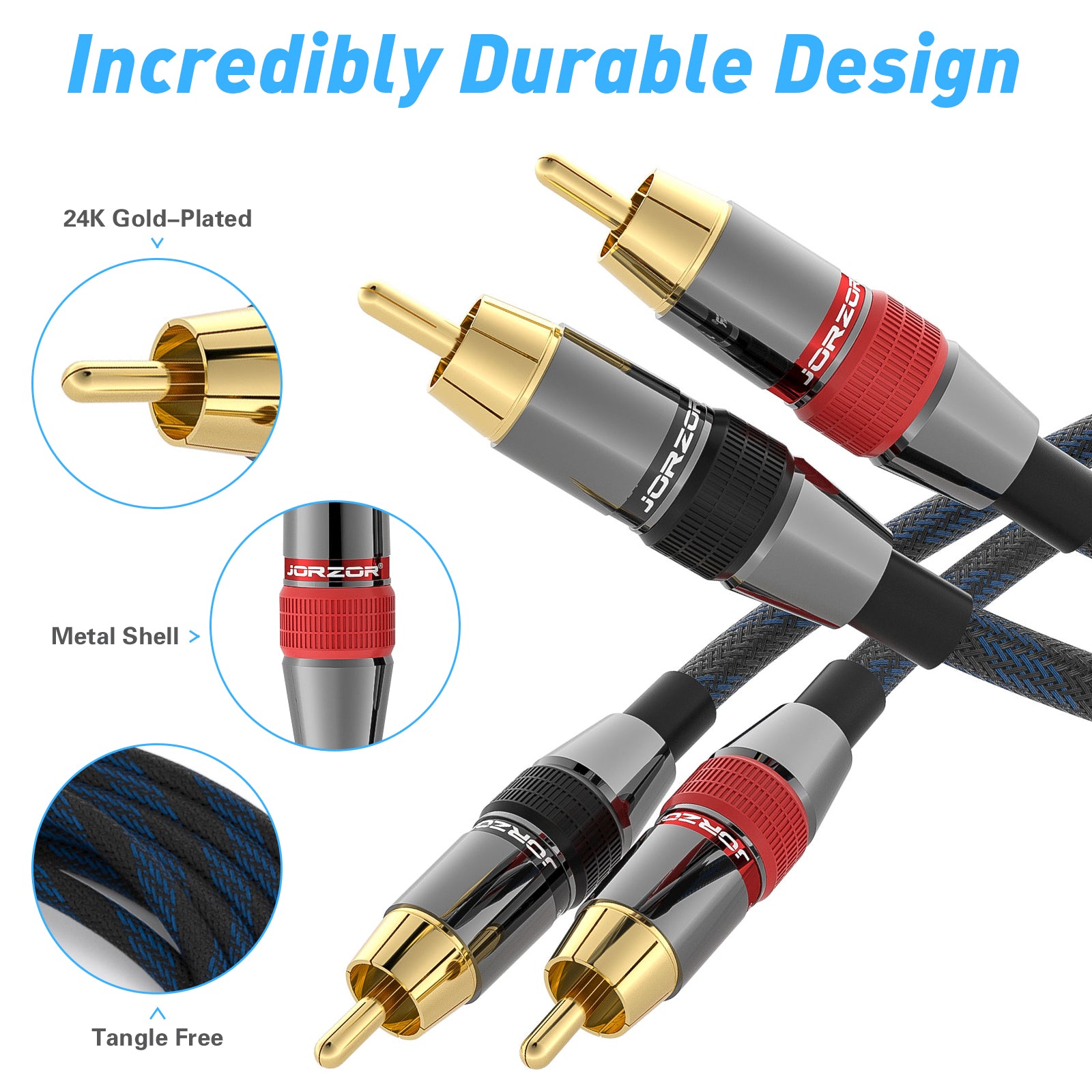 Douk Audio HiFi Copper 2×RCA to 2×RCA Male Audio Signal Cable Cord for Home Stereos