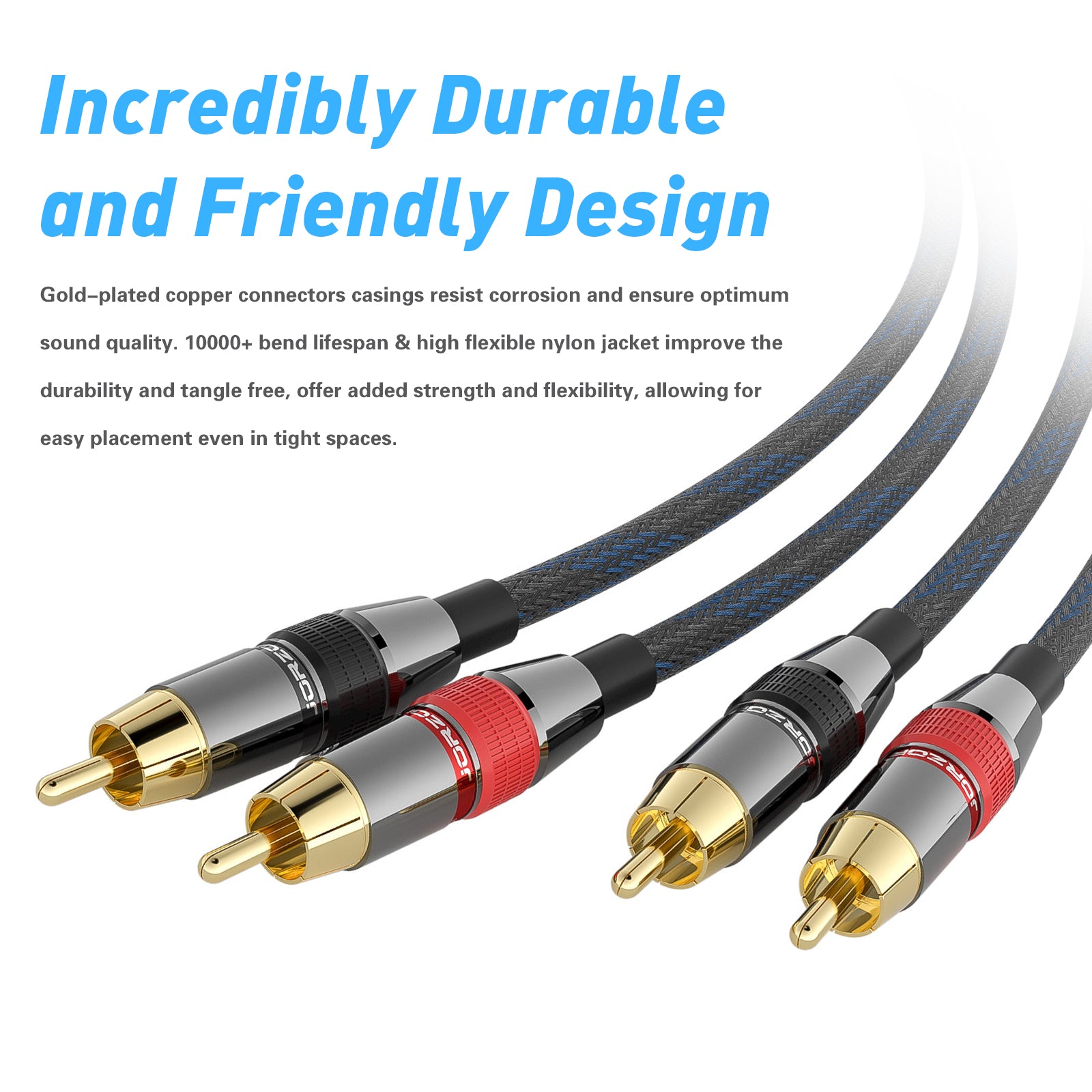 Douk Audio HiFi Copper 2×RCA to 2×RCA Male Audio Signal Cable Cord for Home Stereos