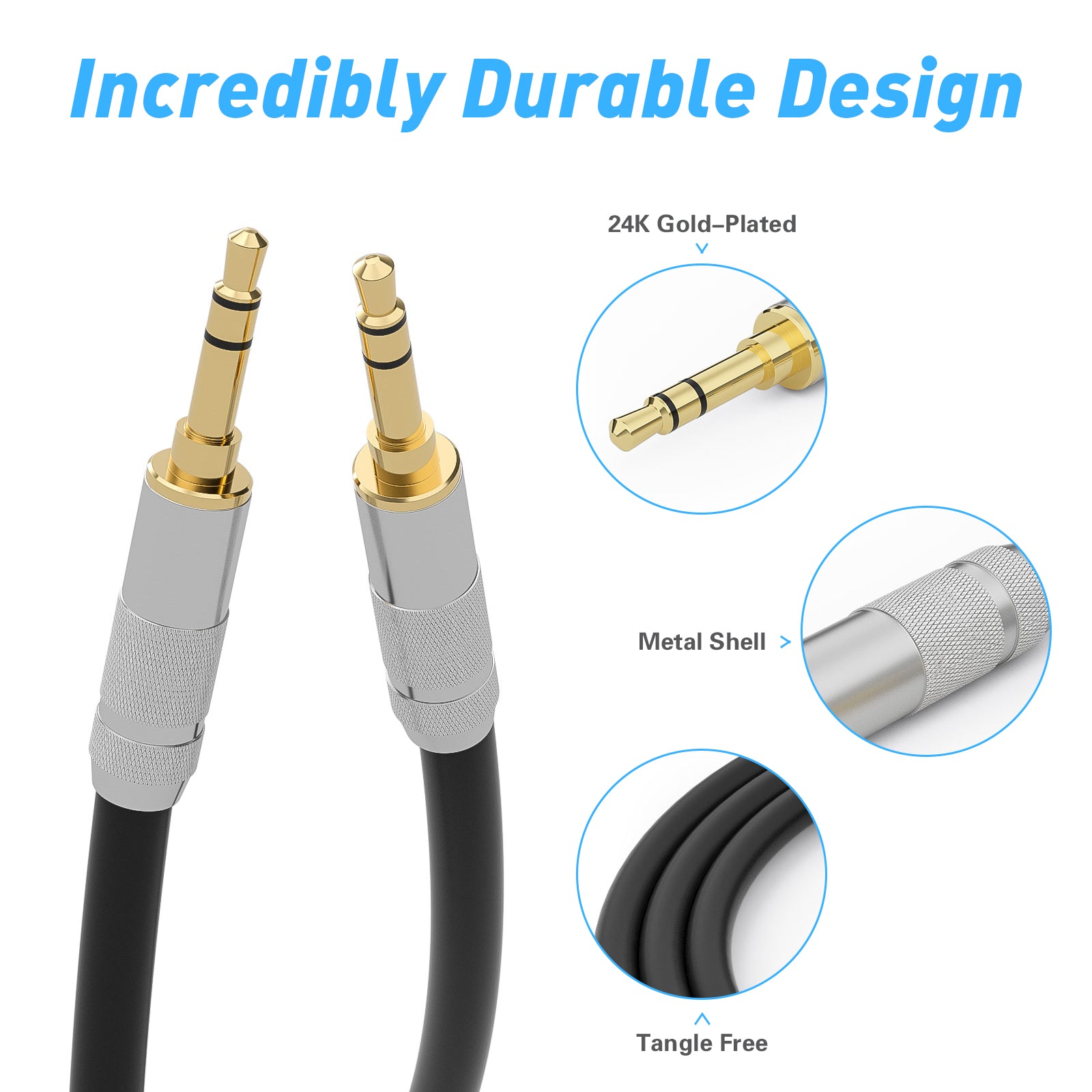 Douk Audio HiFi 3.5mm Male to Male Stereo Audio Cable Auxiliary/AUX Cord for Car/Home